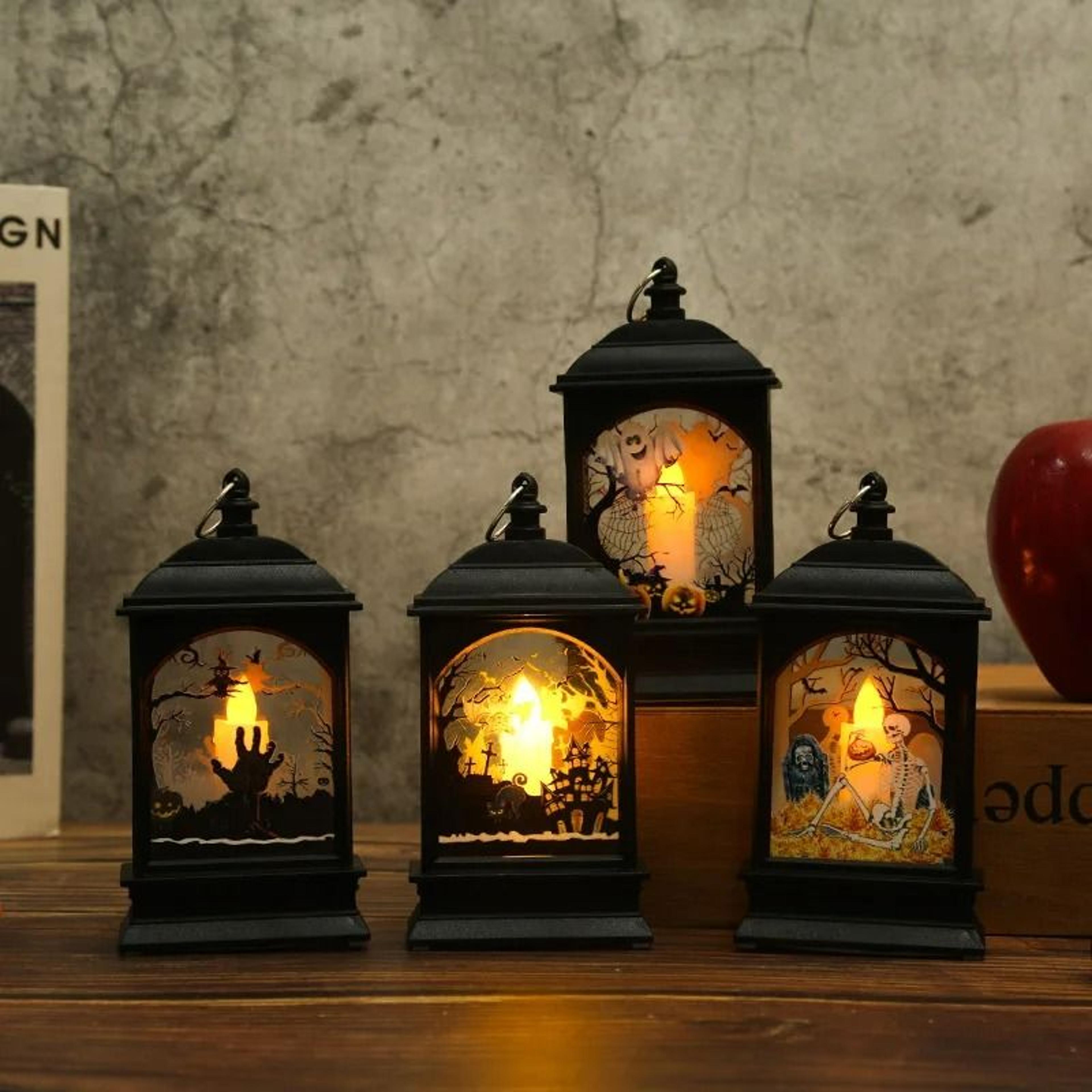 Portable Halloween LED Flame Lantern  Hanging Night Light 1