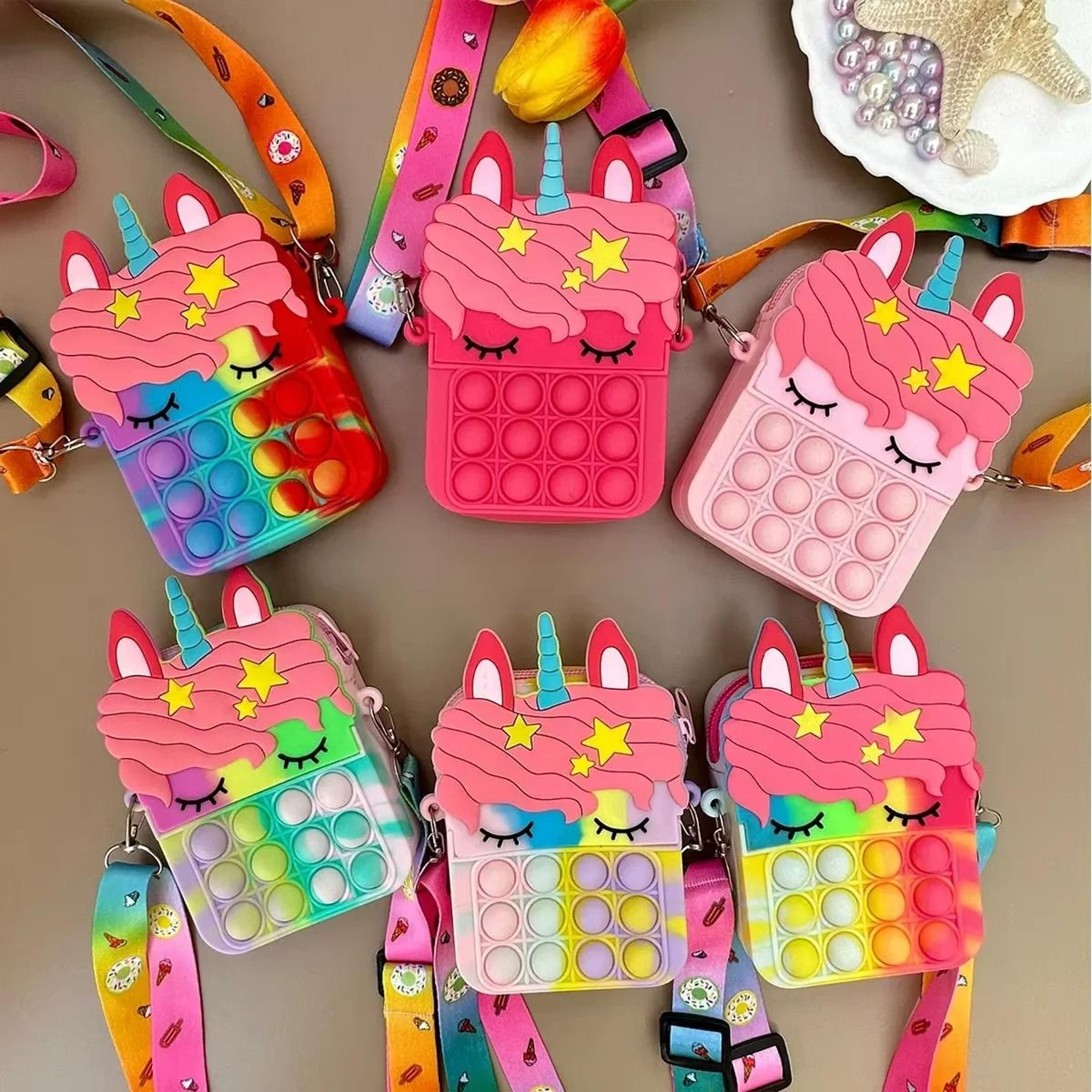 unicorn pop-it silicone crossbody purse & fidget bag