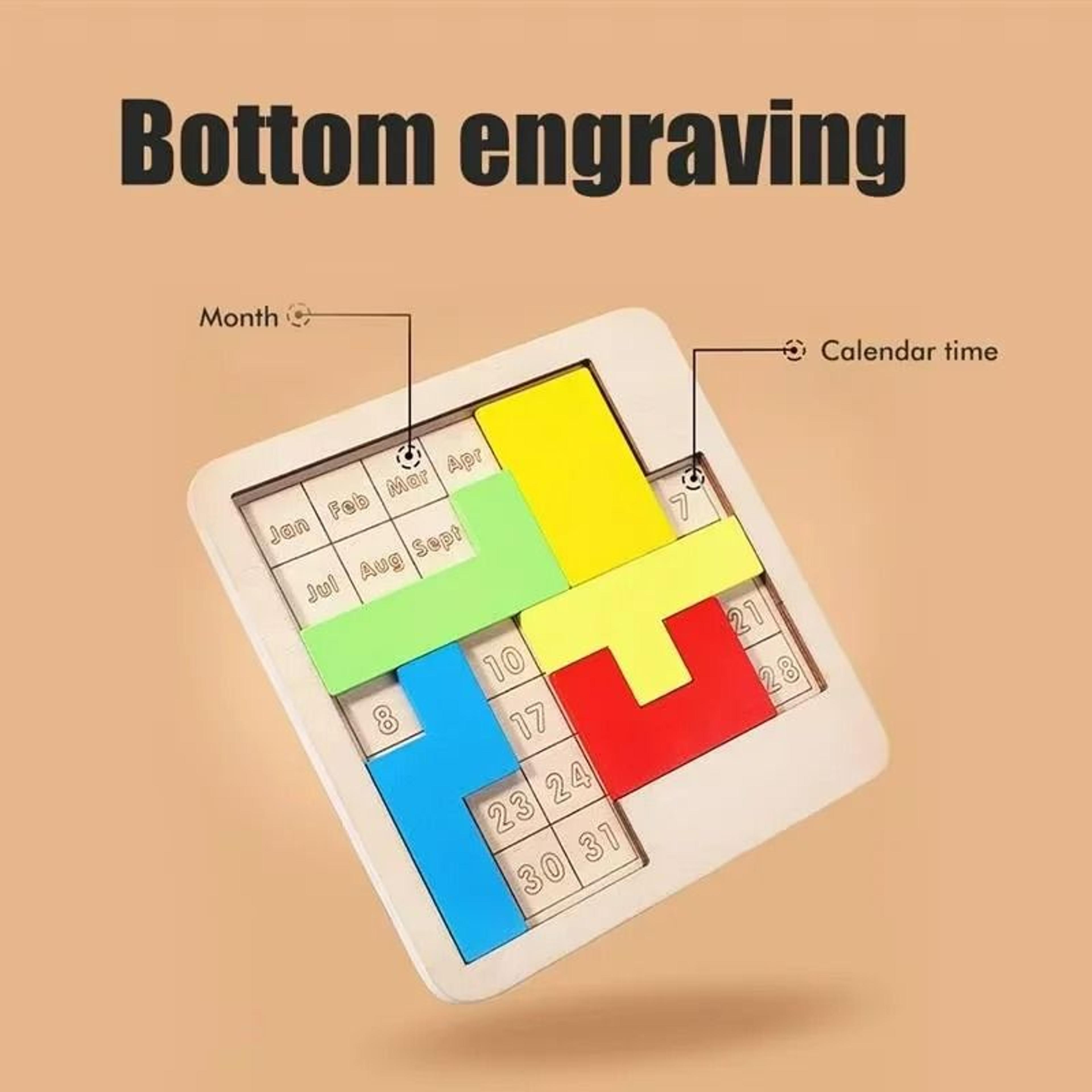 Wooden Daily Calendar Puzzle  Wooden Tangram Brain Teaser 4