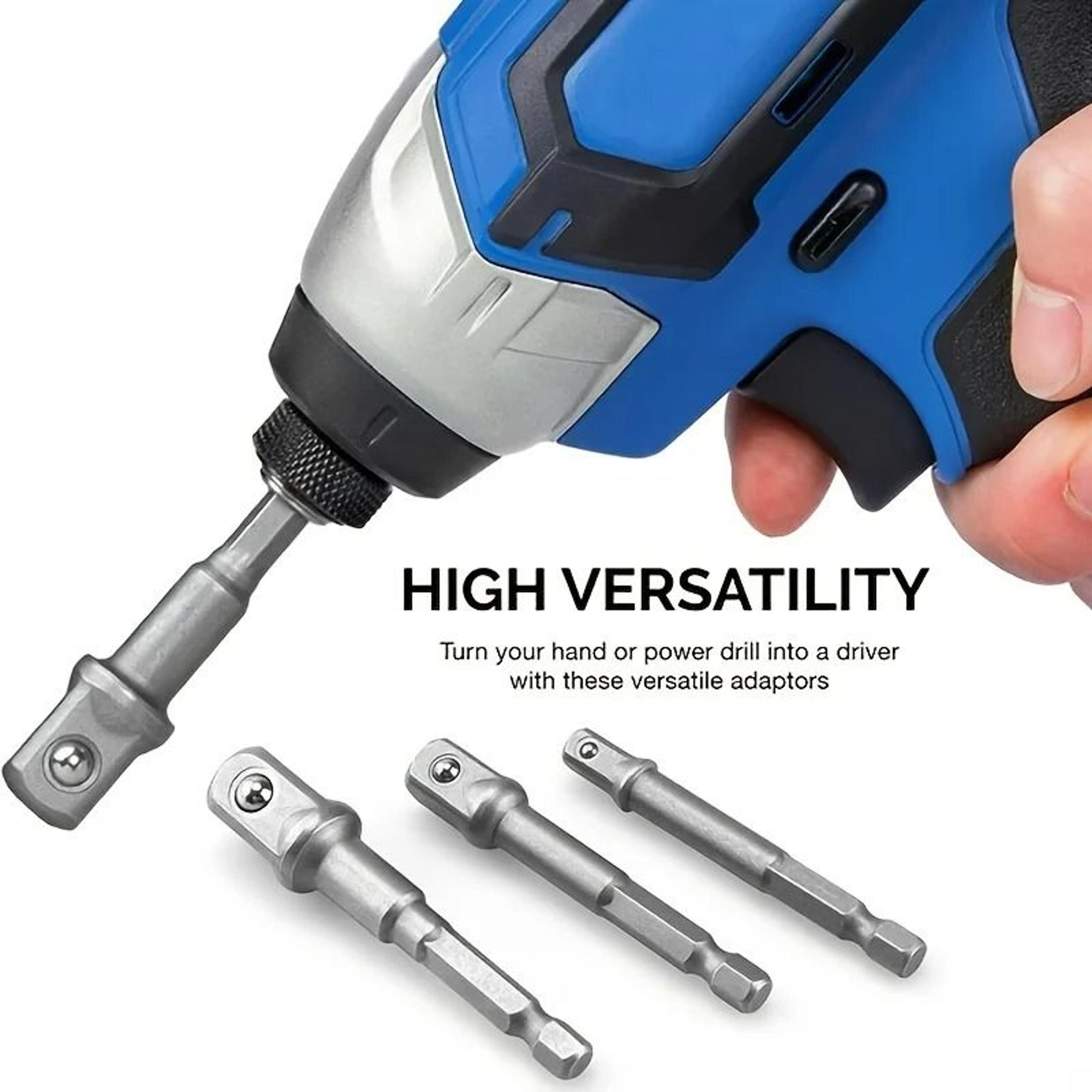 8Piece Hex Shank Impact Drill Socket Adapter  Extension Set 3