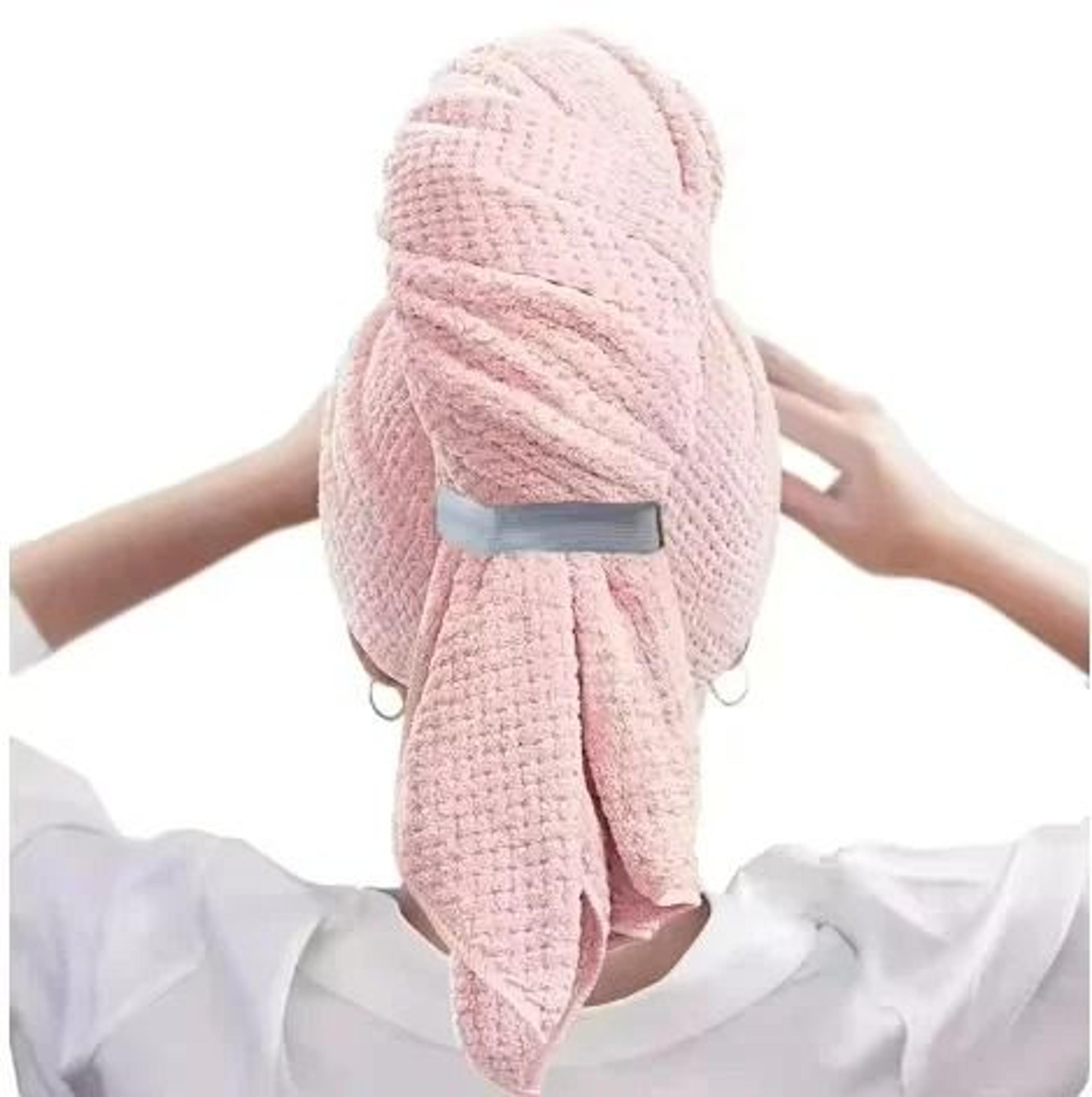 Large Microfiber Hair Drying Towel Wrap With Elastic Strap 7