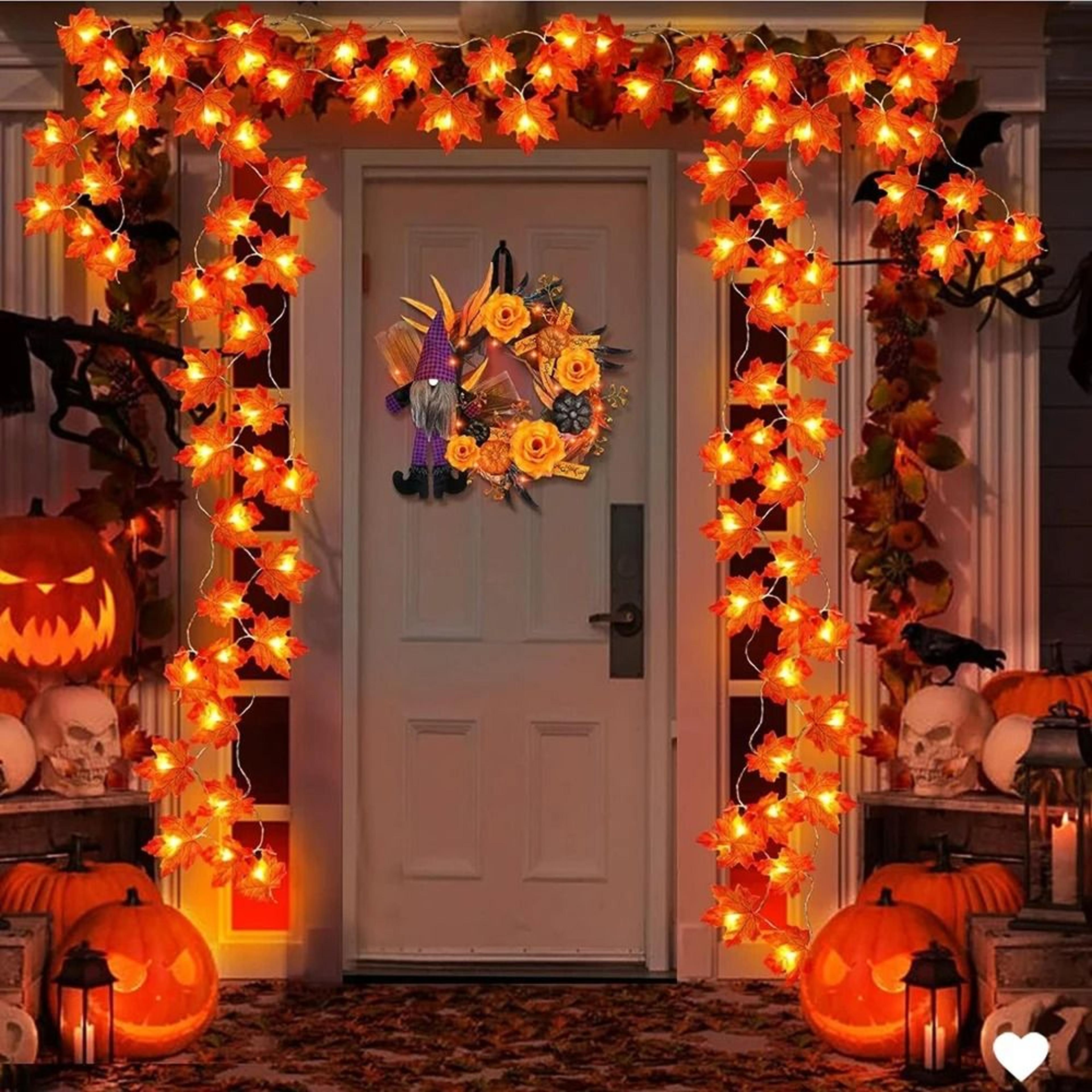 Autumn Artificial Maple Leaf  Pumpkin LED Garland String Lights 1