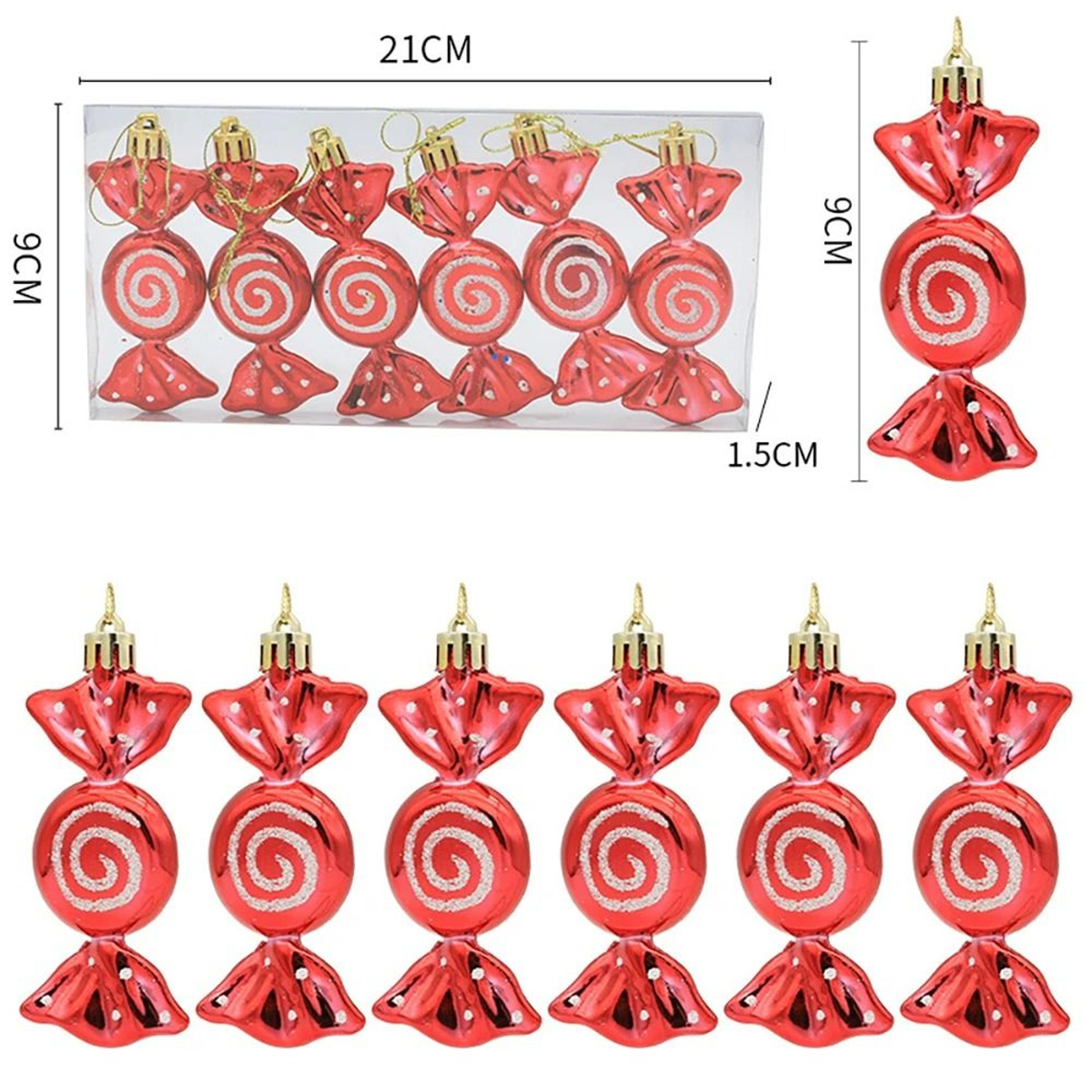 Red  Gold Christmas Tree Candy Cane  Pine Cone Ornaments 5