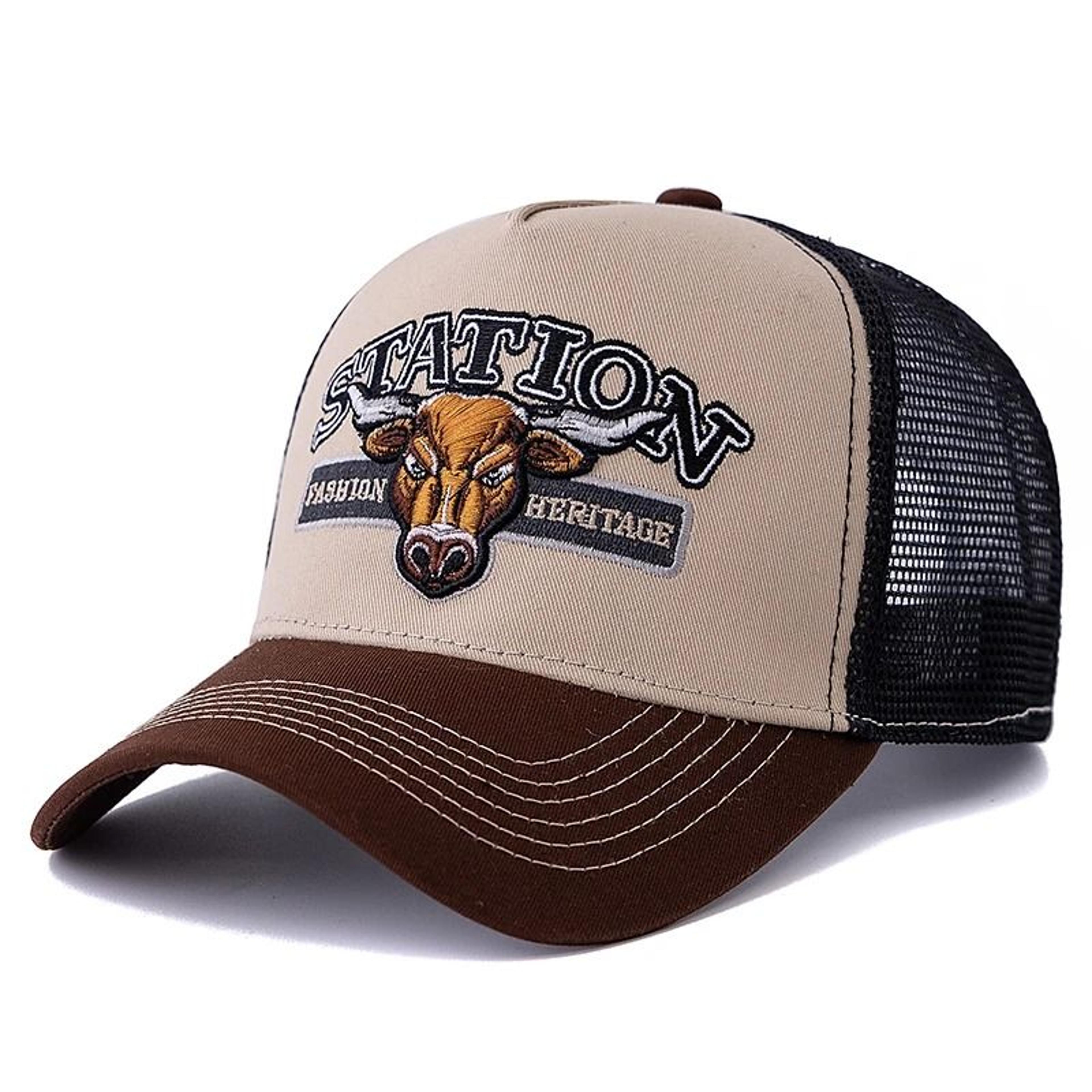 Unisex Summer Breathable Mesh Bulls Head Patch Trucker Hat 7