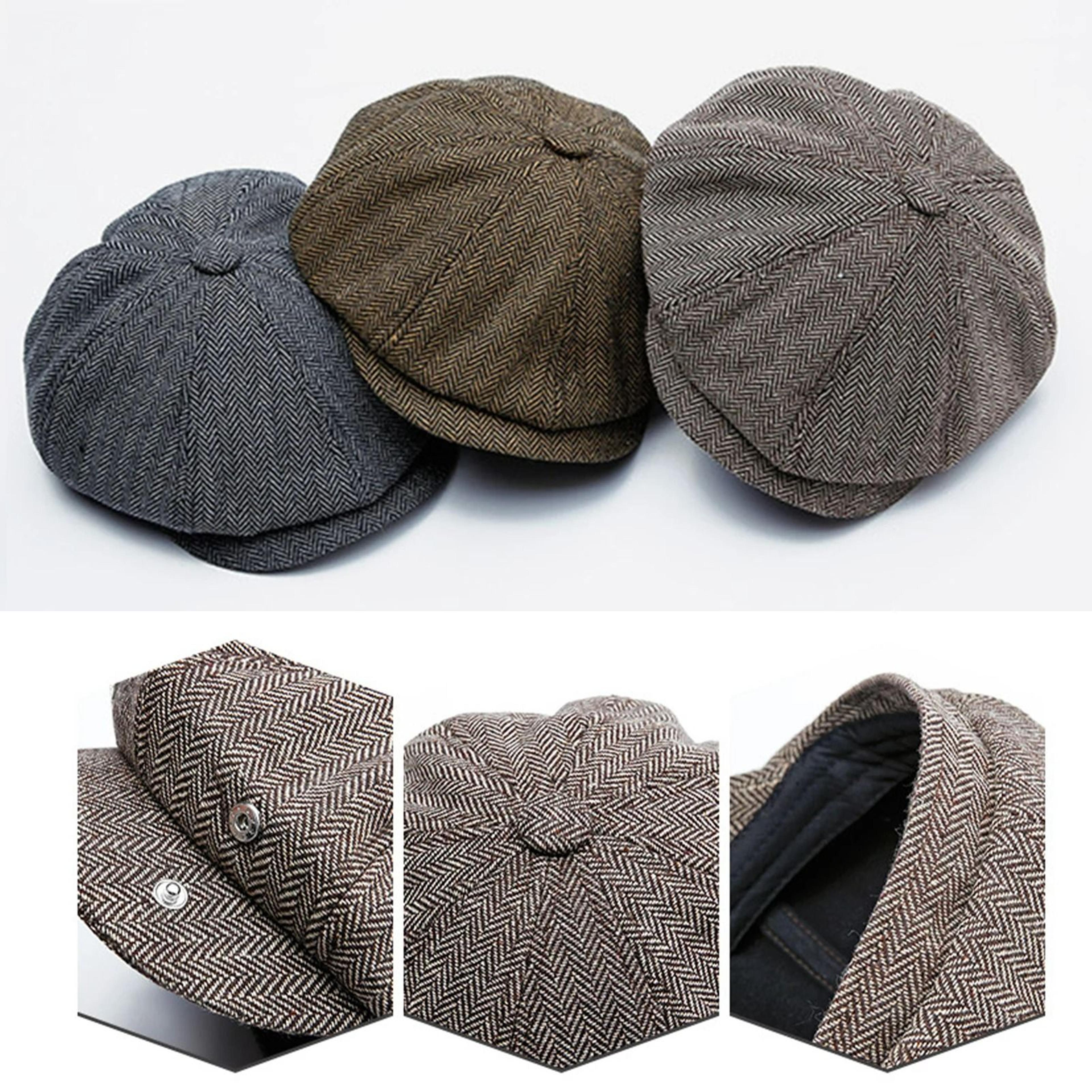 Vintage British Twill Octagonal Newsboy Cap 1