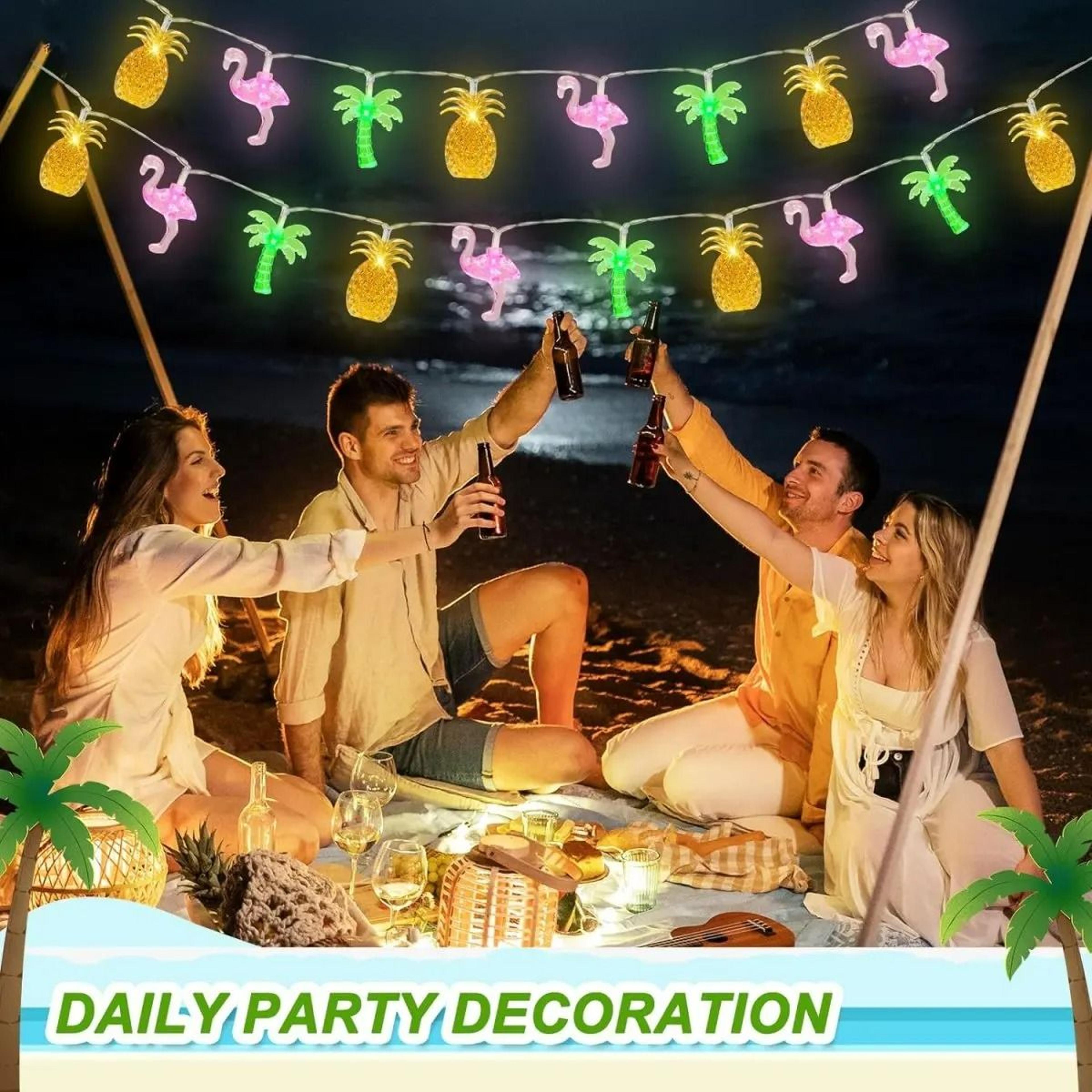 LED Flamingo Pineapple  Palm Tree Tropical String Lights Battery Operated 4