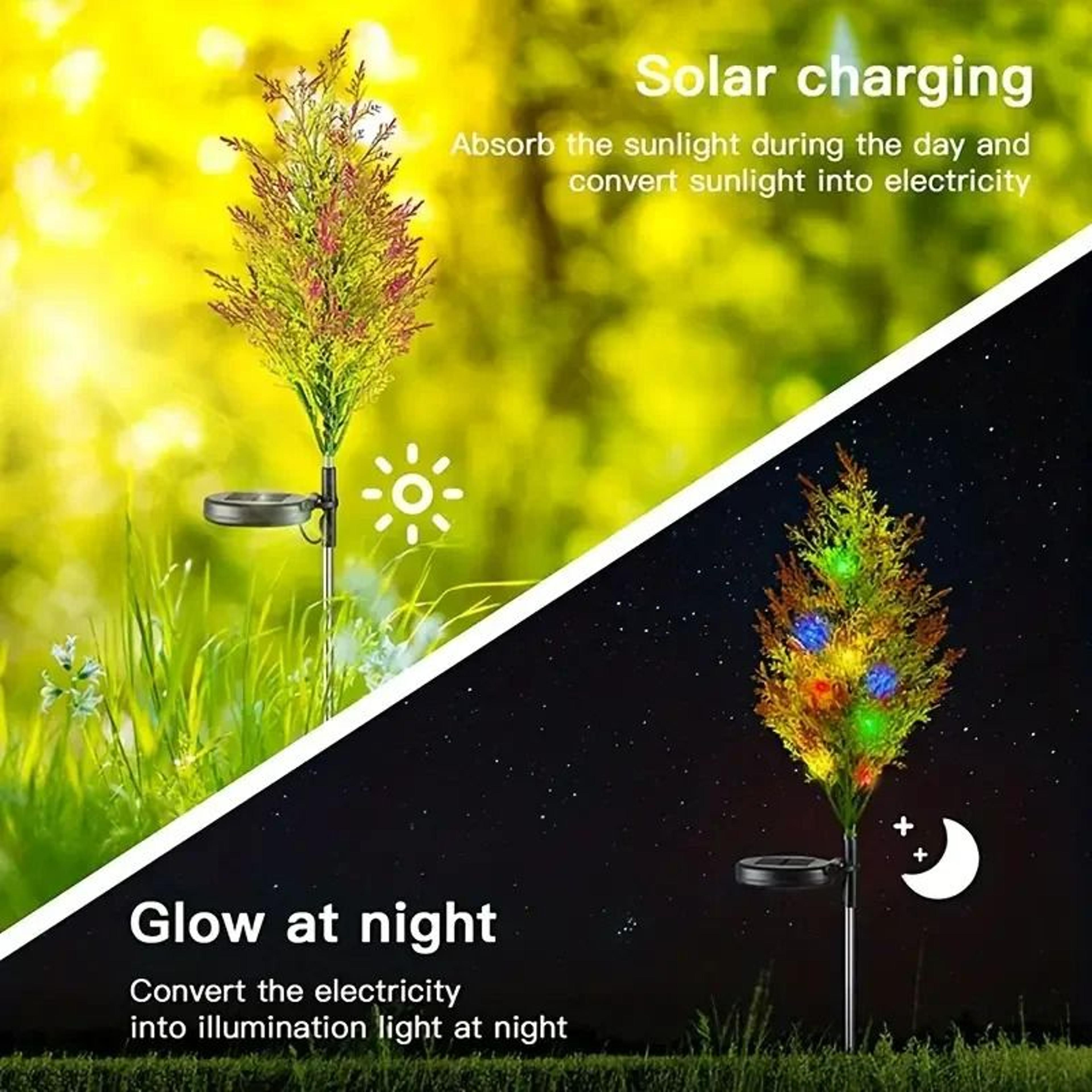 Multicolor Solar Pine Tree Pathway  Lawn Light 5