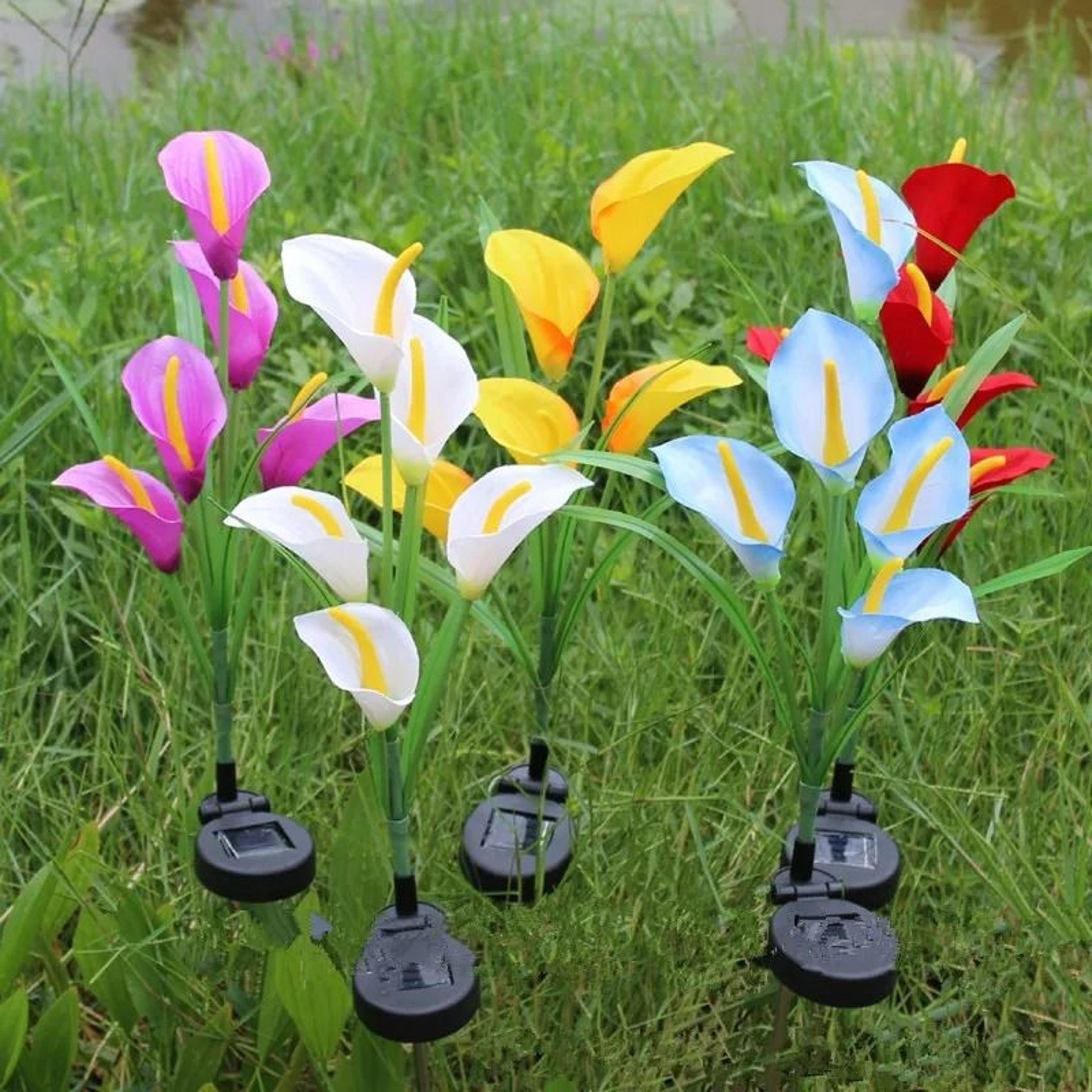 Outdoor Solar Calla Lily Flower Garden Stake Light 6