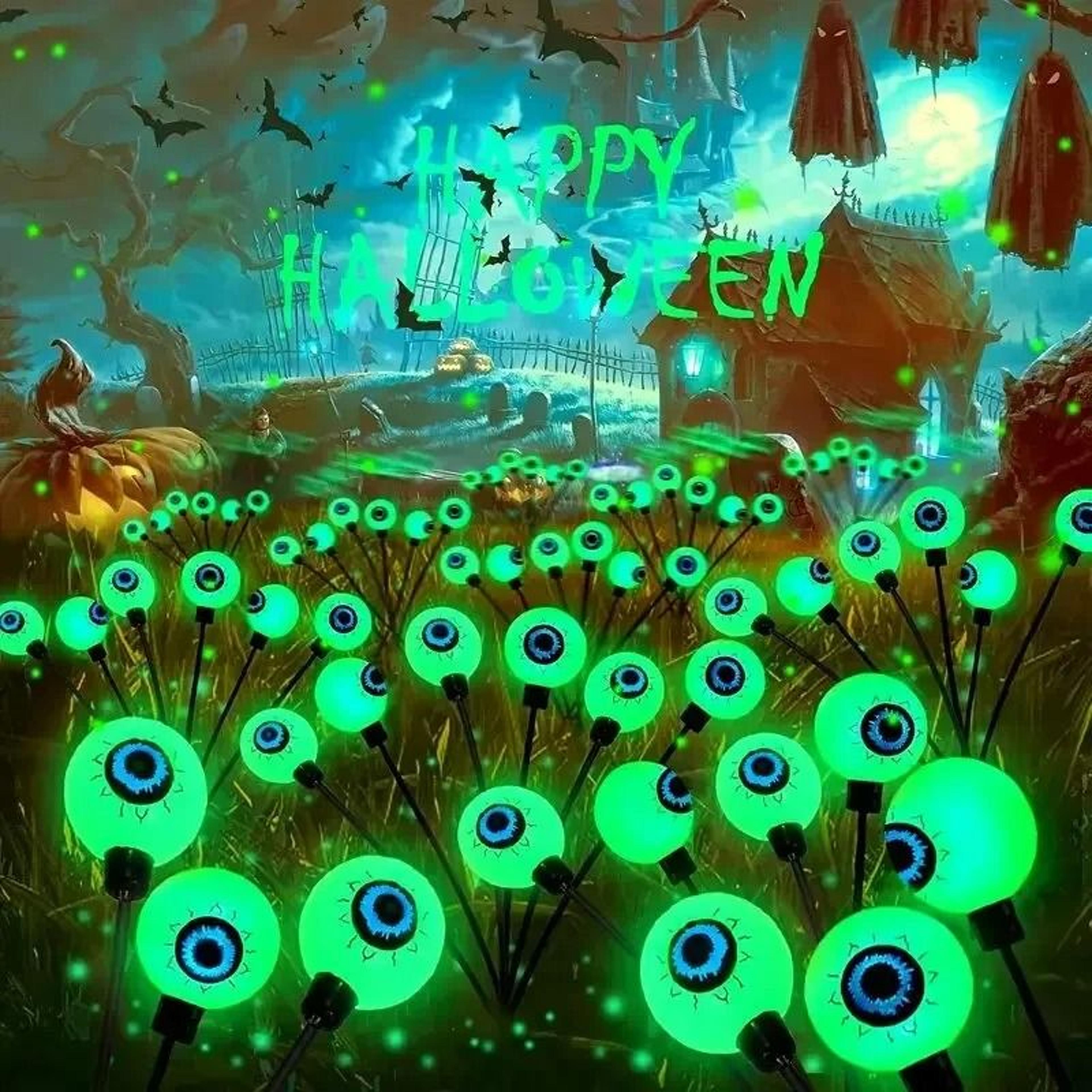 outdoor solar halloween 6-head eyeball firefly stake light