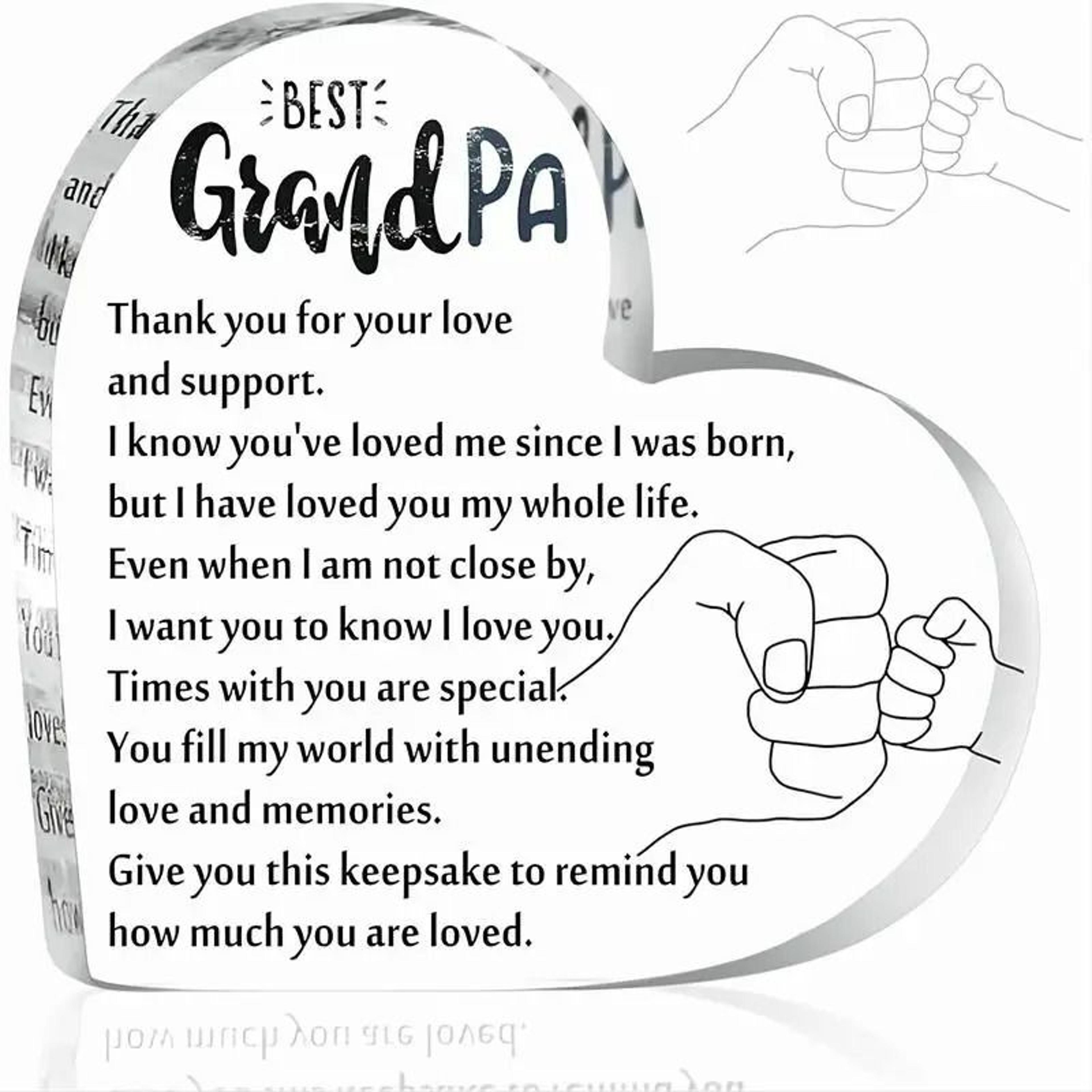engraved acrylic heart grandpa keepsake & desk plaque