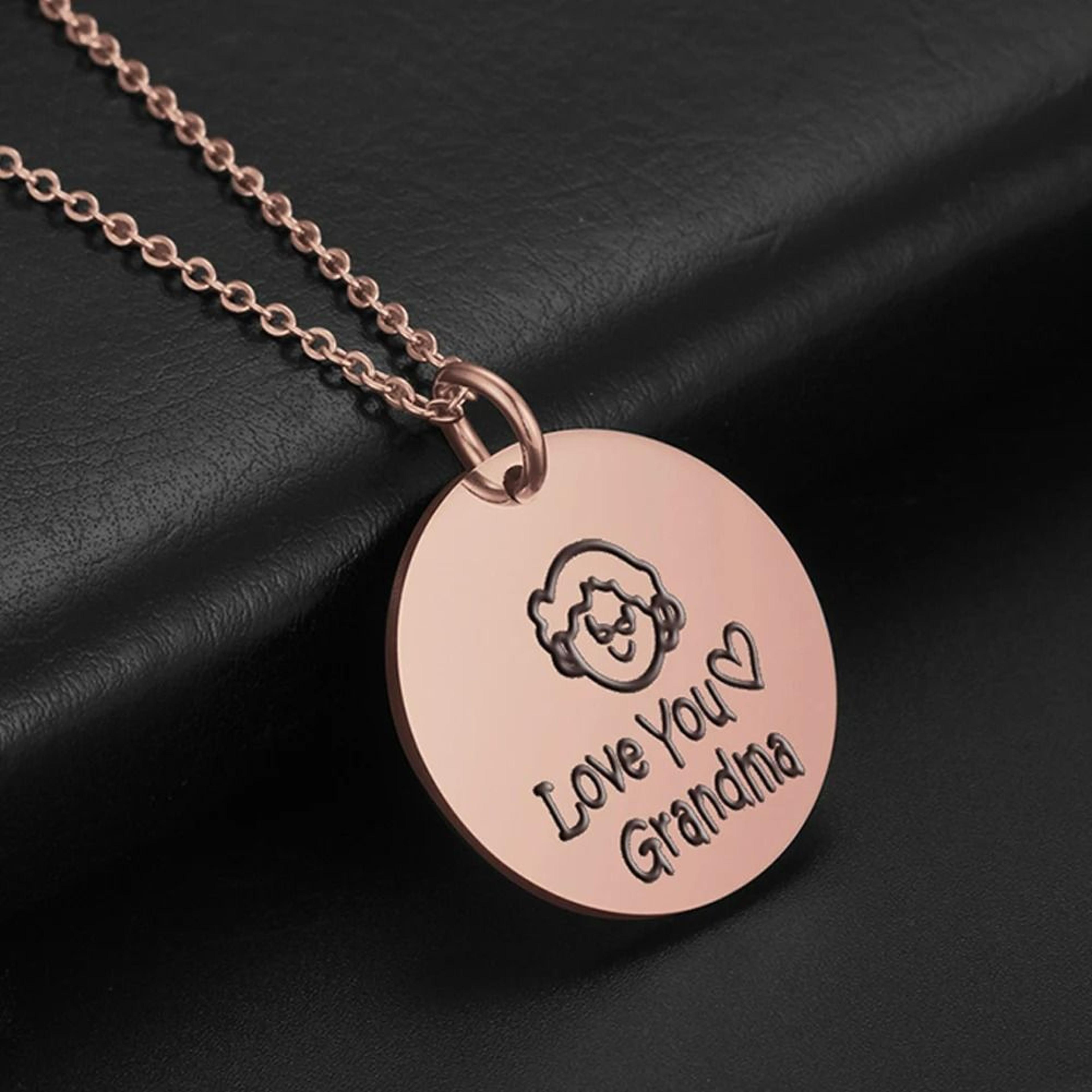 grandma & grandpa family tree stainless steel pendant necklace