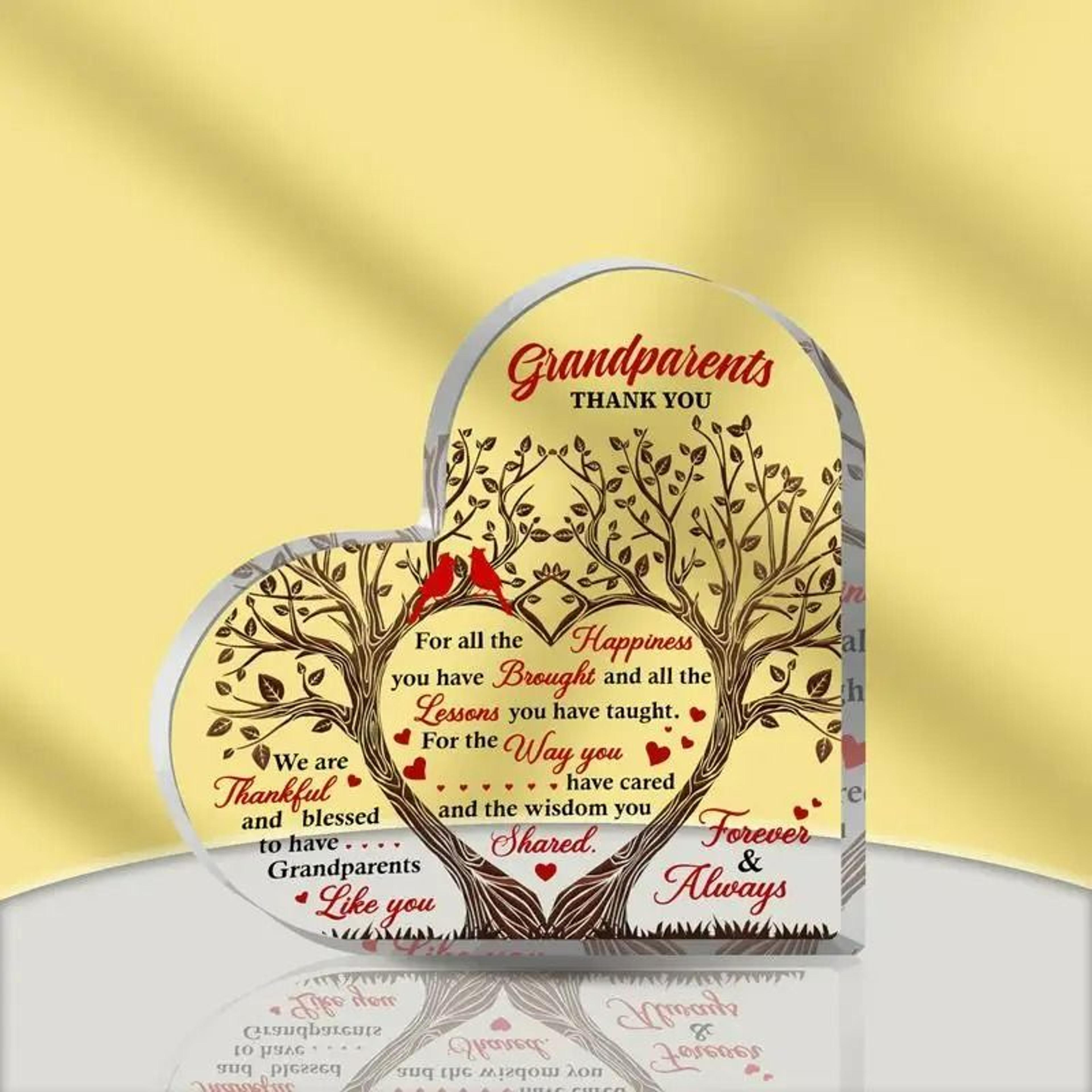engraved "grandparents are the heart" acrylic keepsake plaque