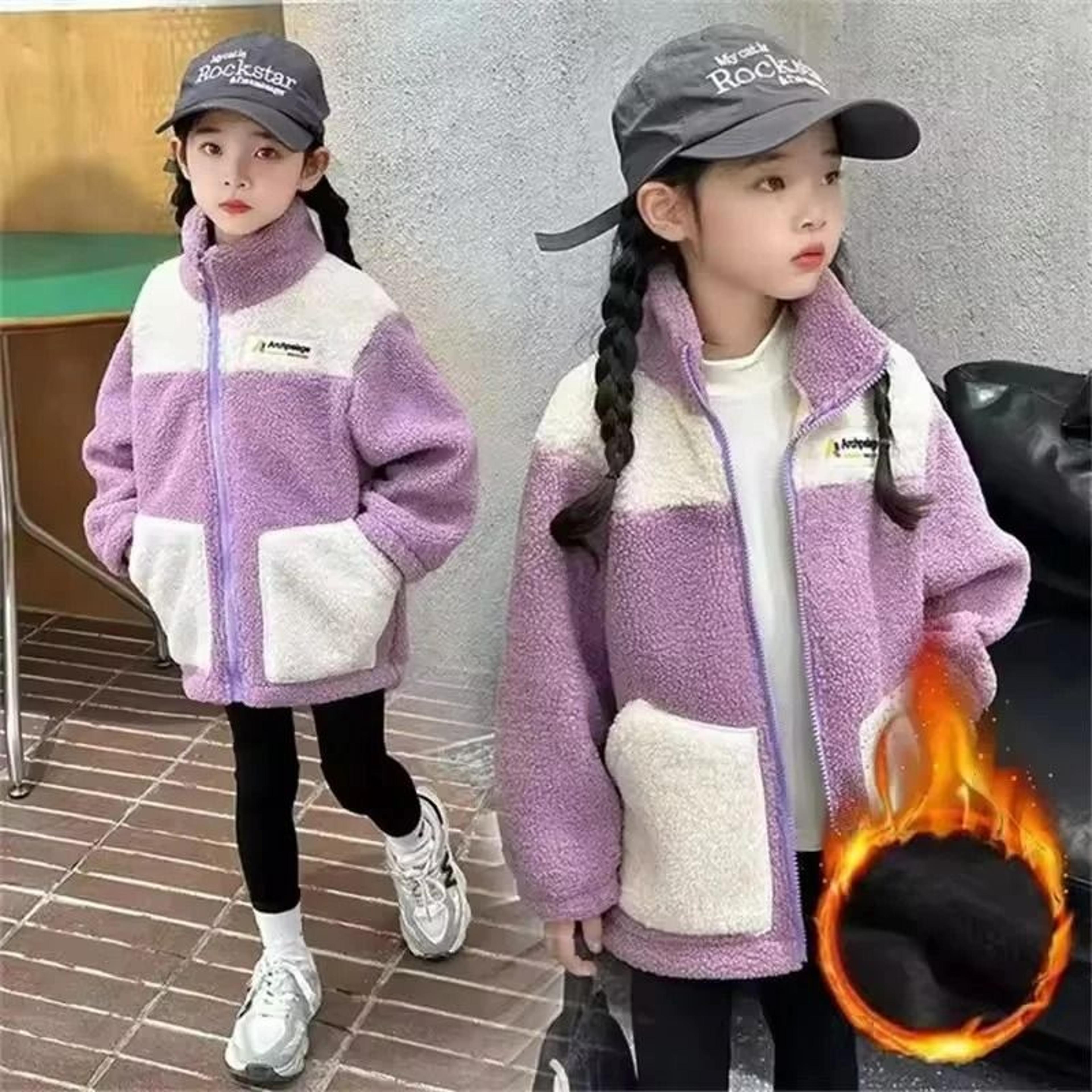 girls' faux lambswool plush fleece winter coat