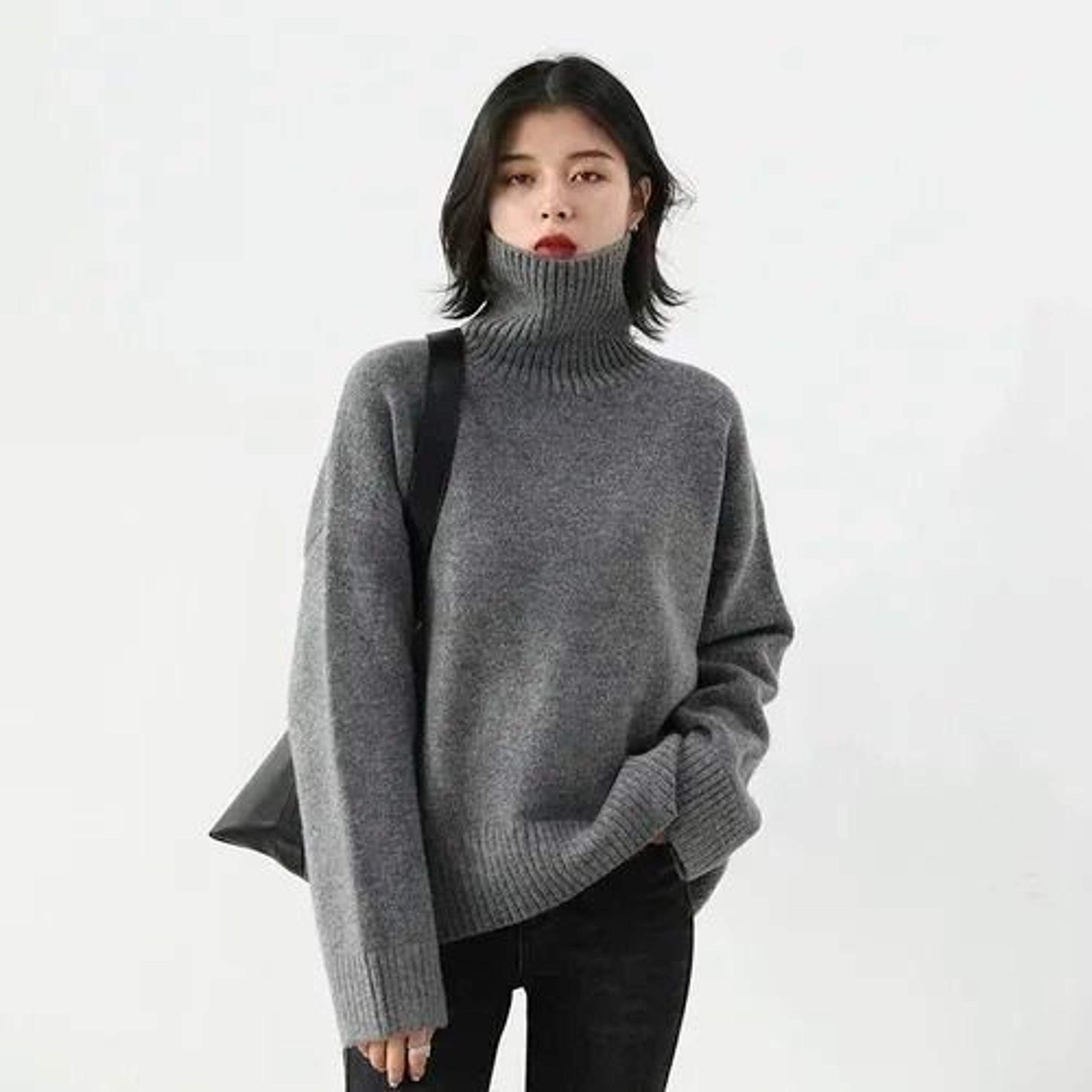 Womens Loose Turtleneck Pullover Knit Sweater 8