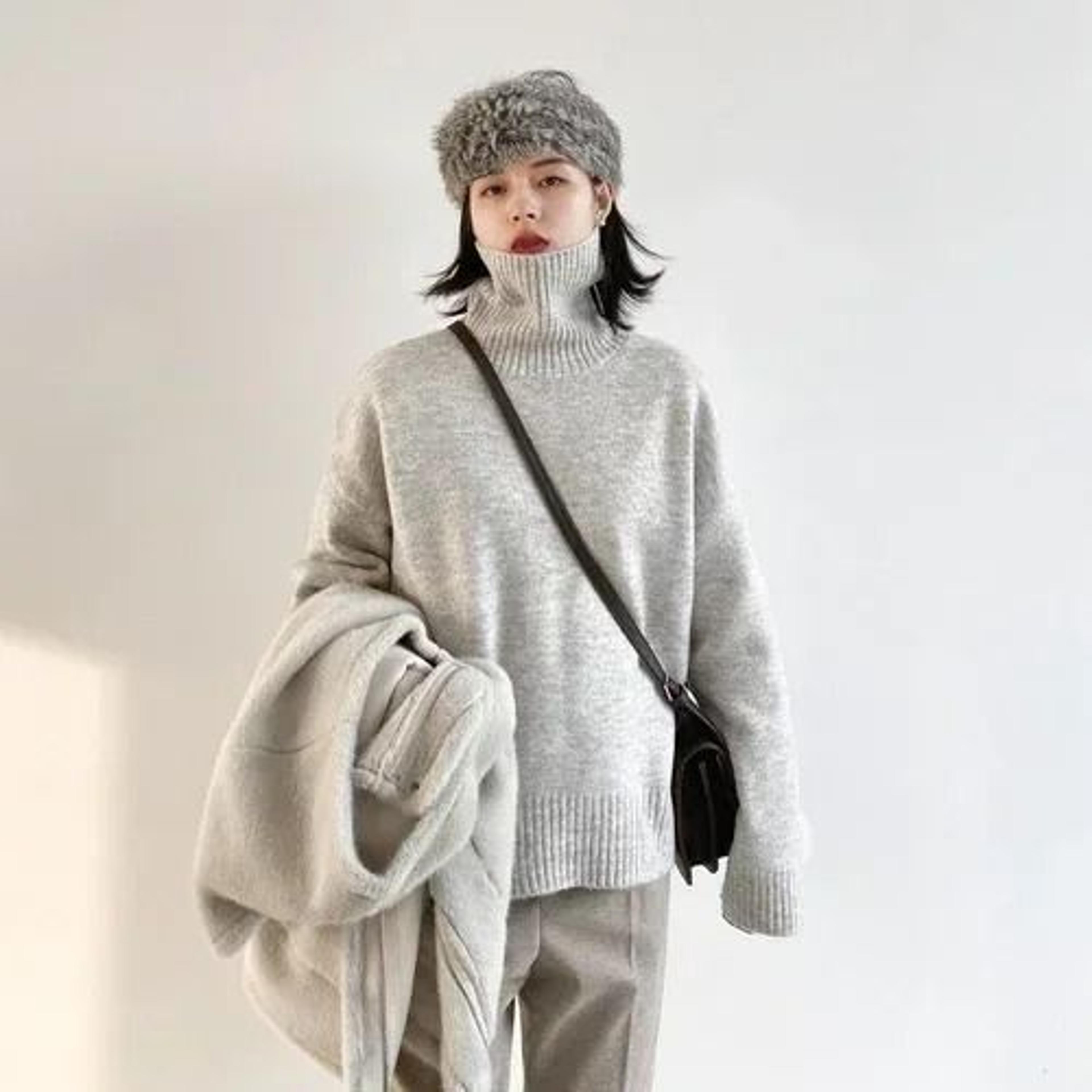 Womens Loose Turtleneck Pullover Knit Sweater 10