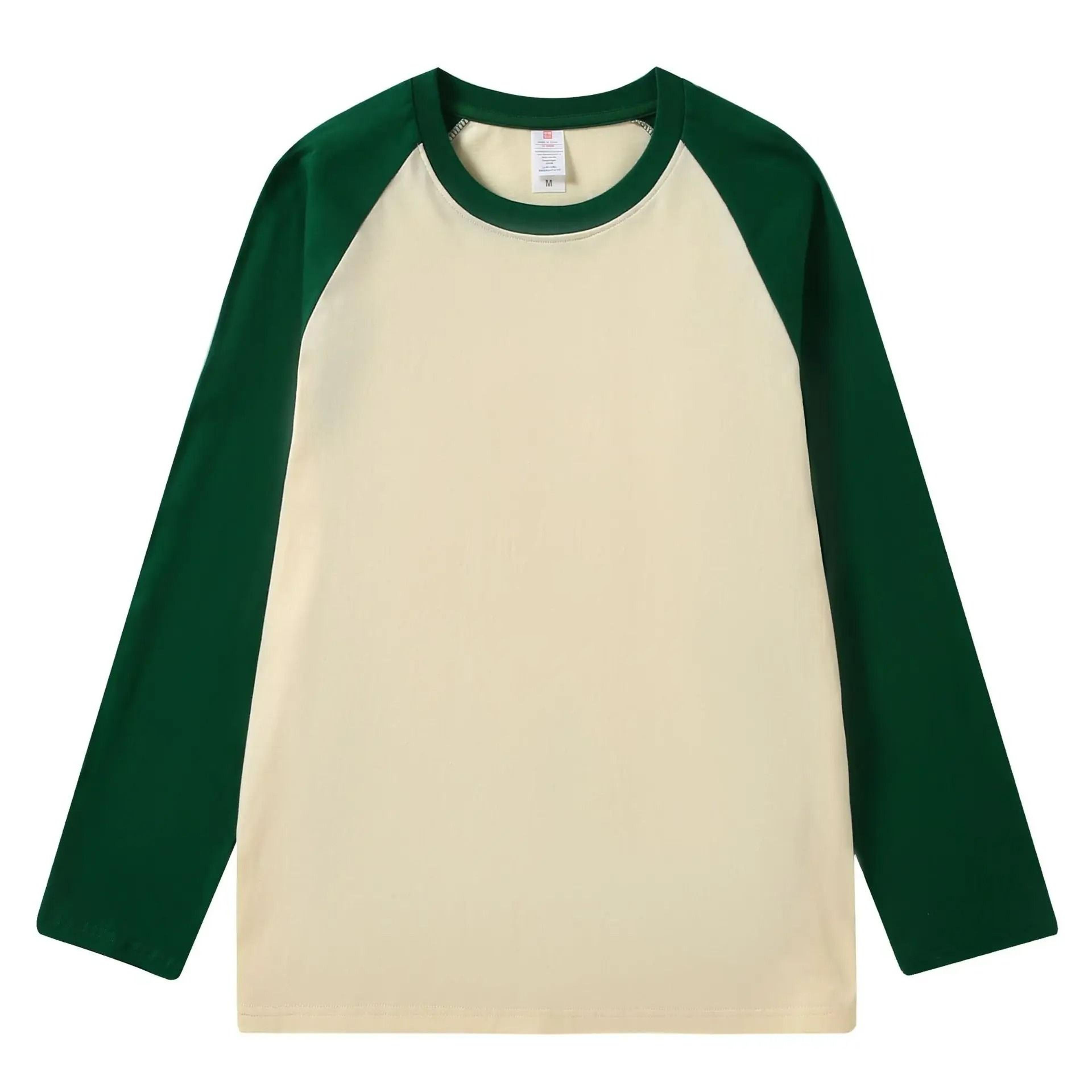 Mens Pure Cotton Raglan Spliced LongSleeve TShirt 2