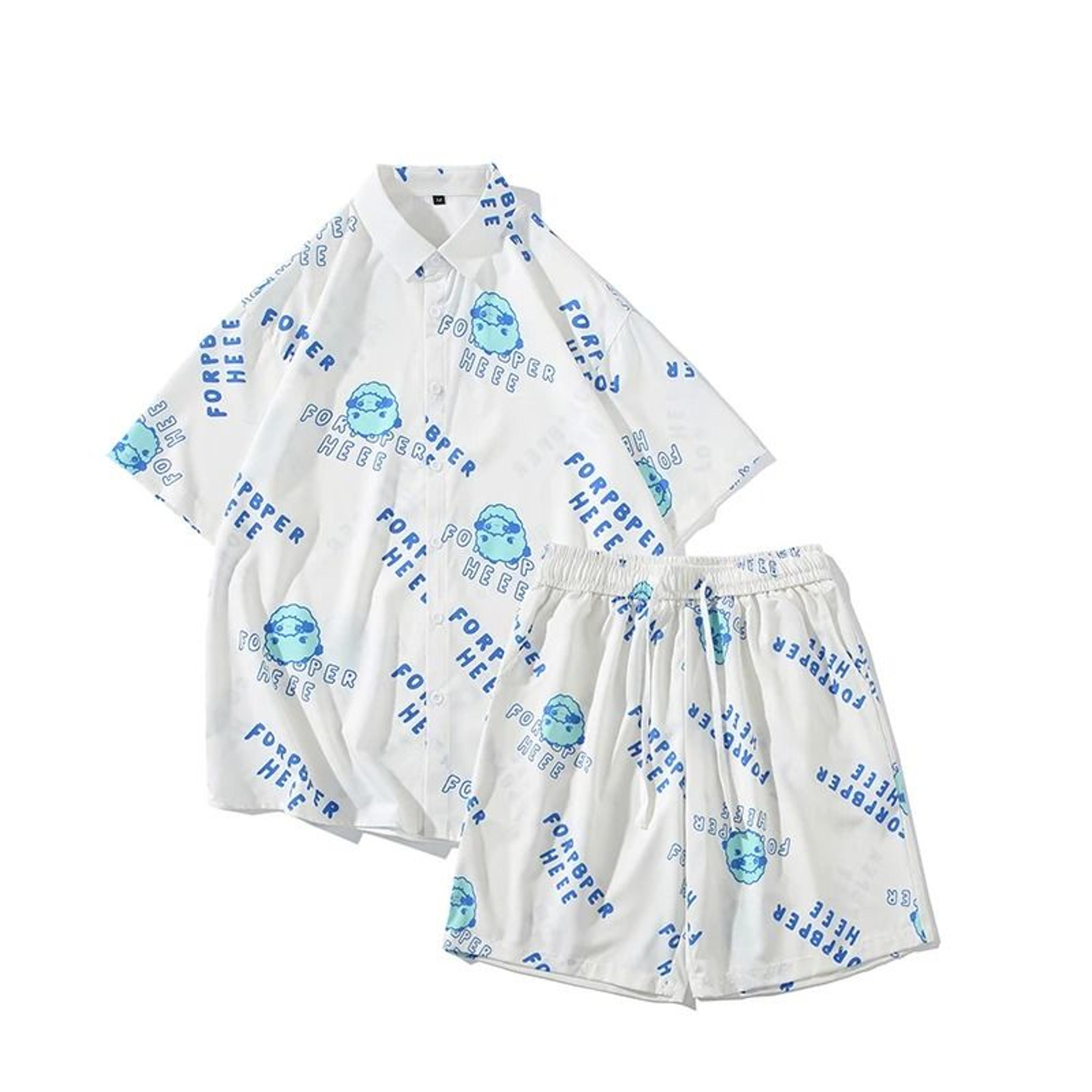 Mens QuickDry Hawaiian Shirt  Shorts 2Piece Set 6