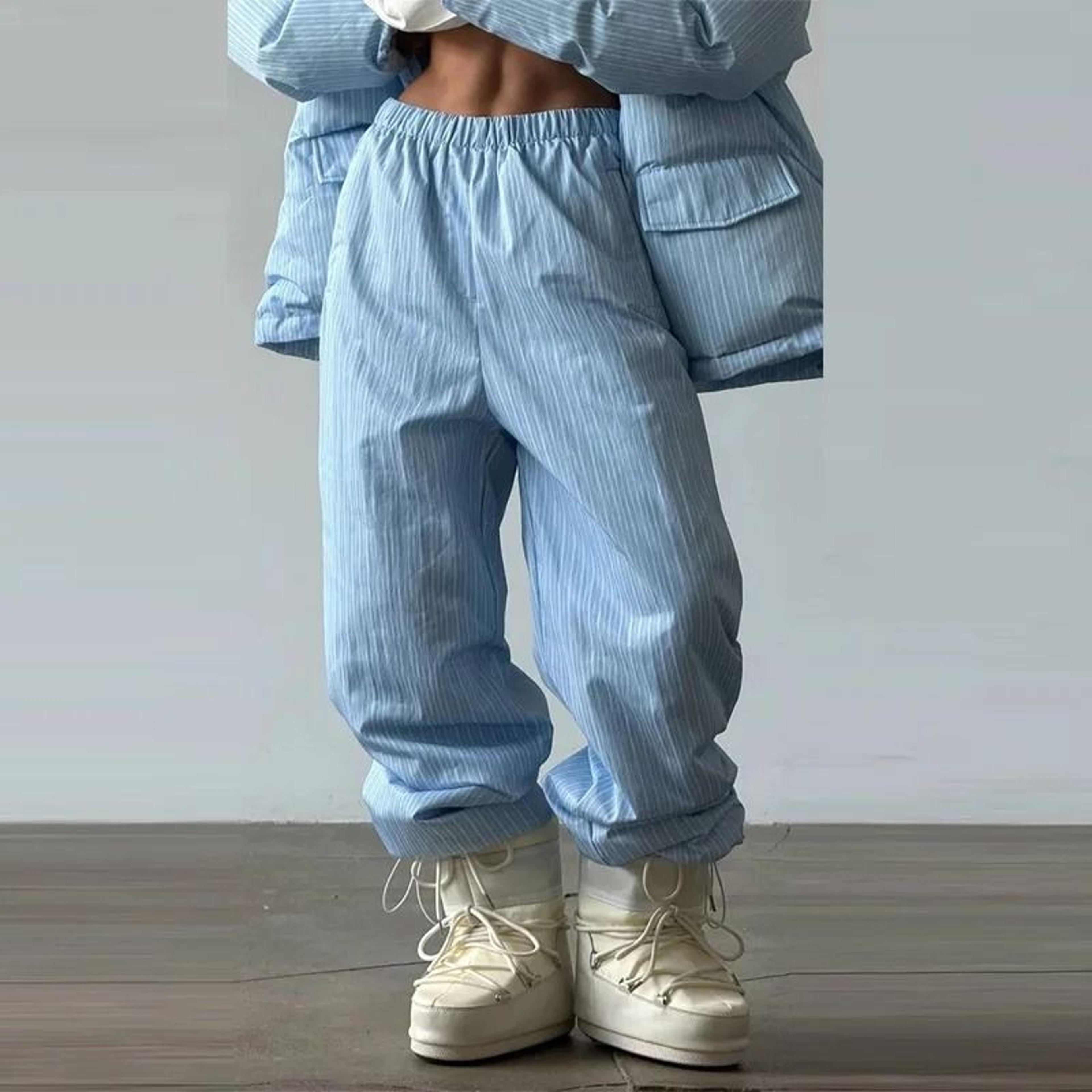 Womens Stand Collar Hooded Quilted Coat  Long Pants Set 6