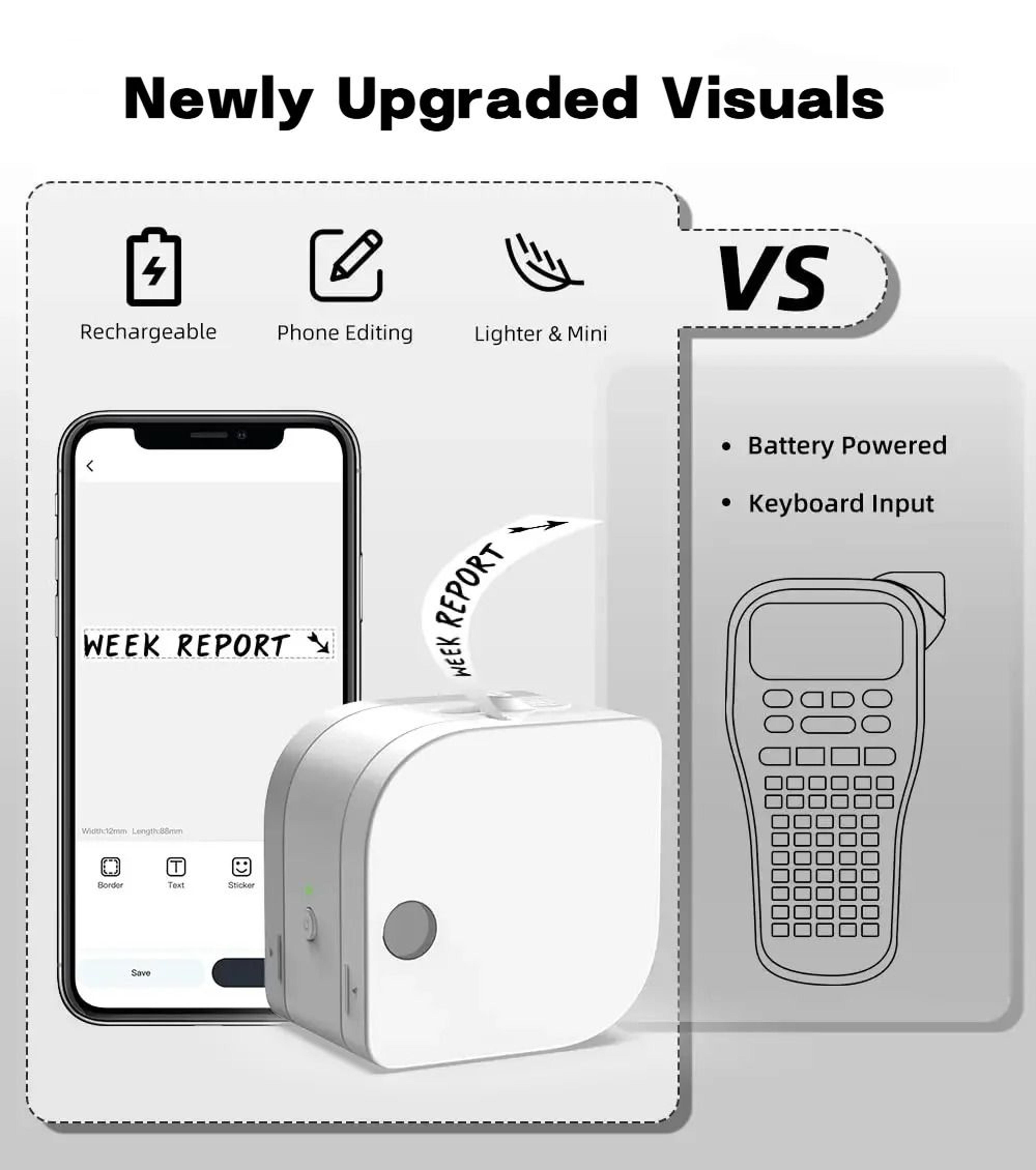Wireless Bluetooth Mini Label Printer With Tape Roll 2