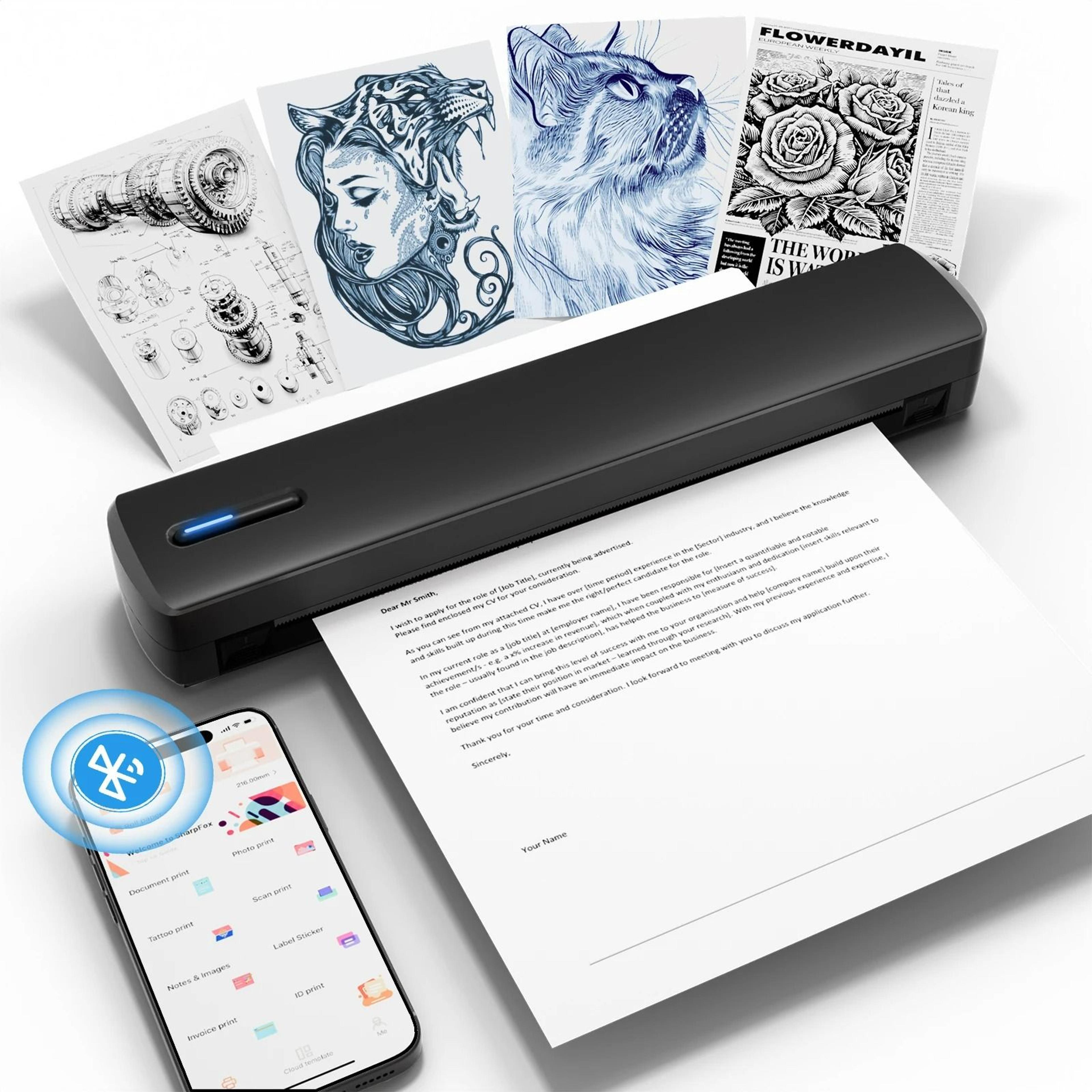 Portable Wireless A4 Thermal Printer 1500mAh Rechargeable 0