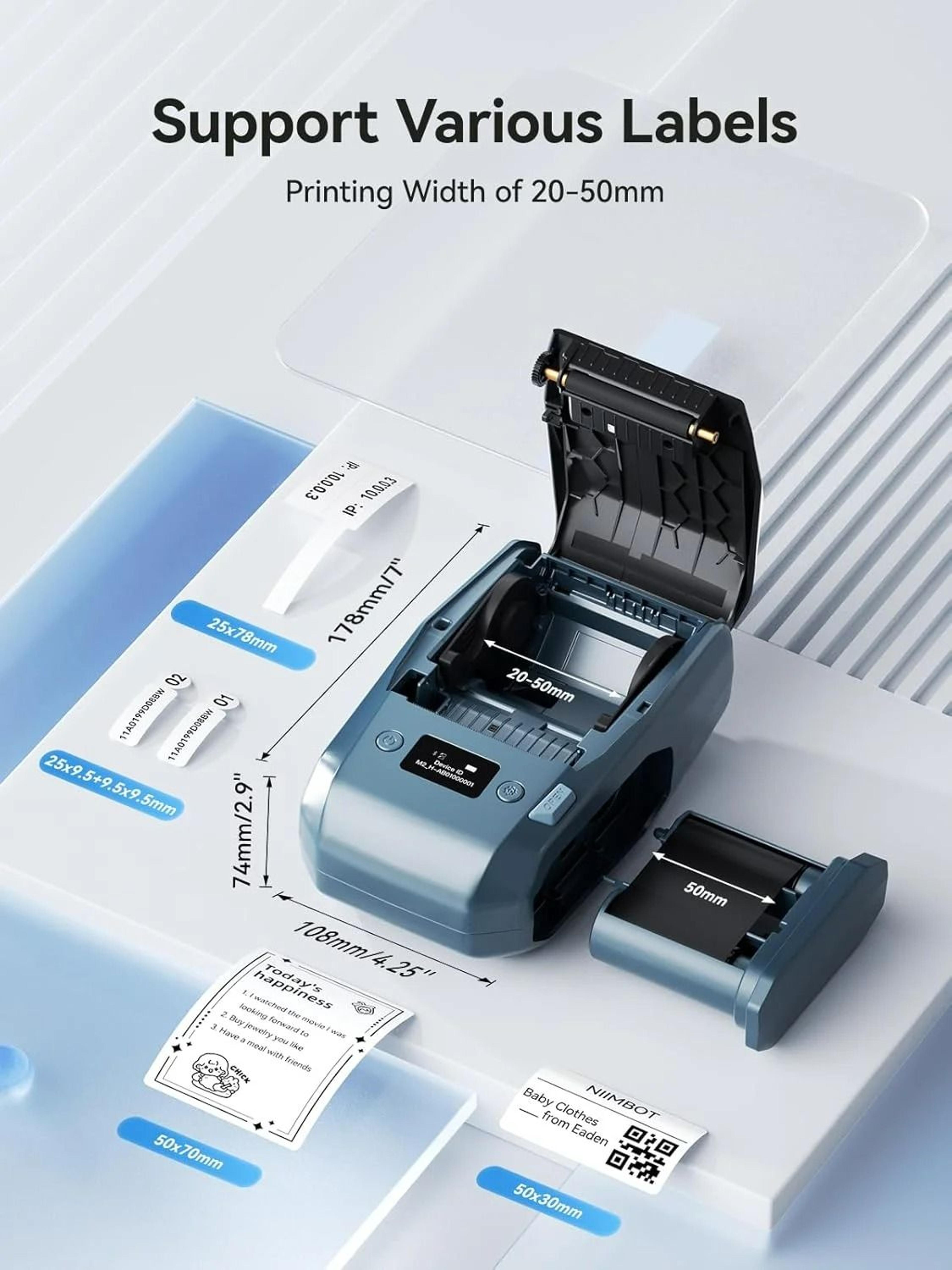 300 DPI HighResolution Portable Thermal Transfer Label Printer 3