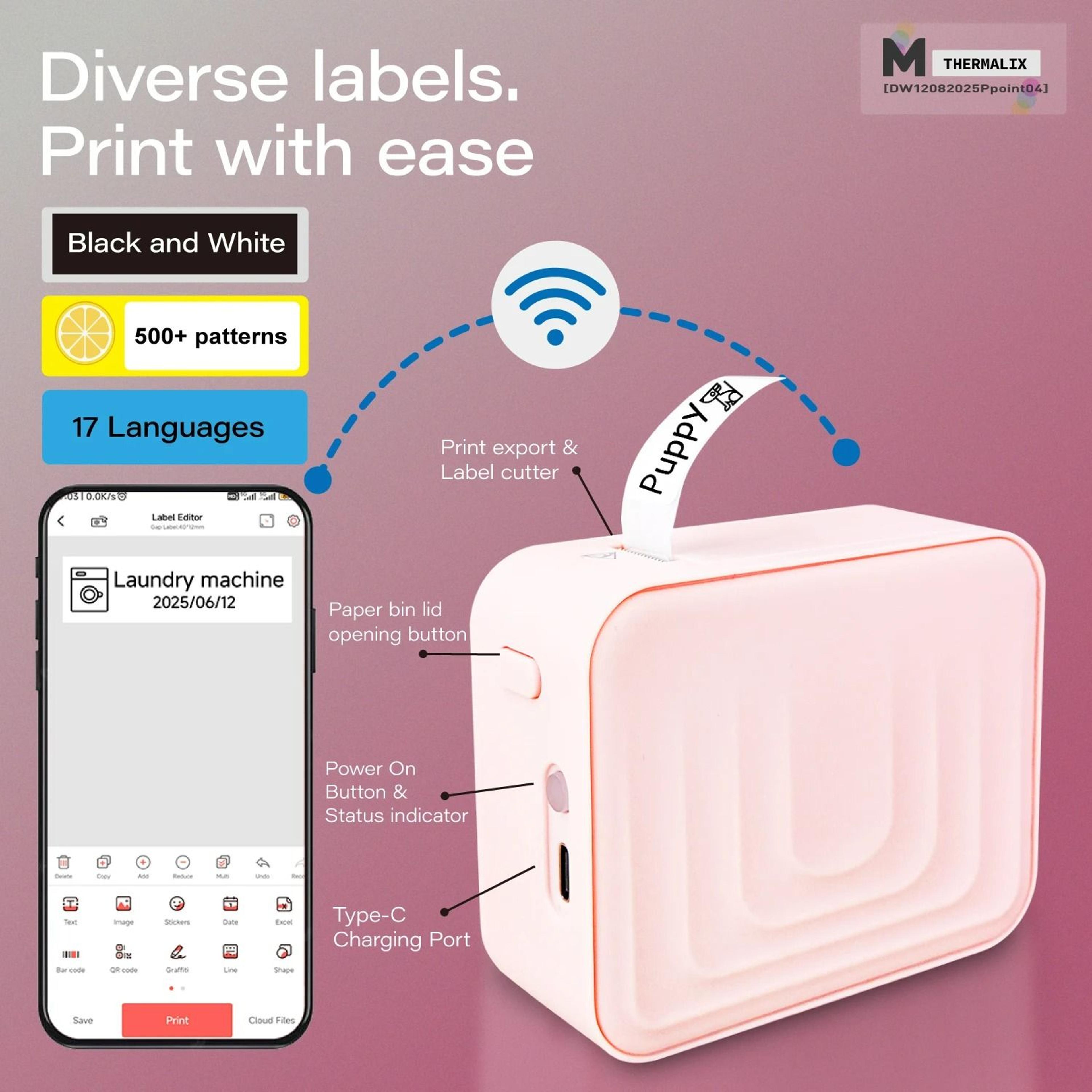 Compact Portable Wireless Thermal Label Maker 3