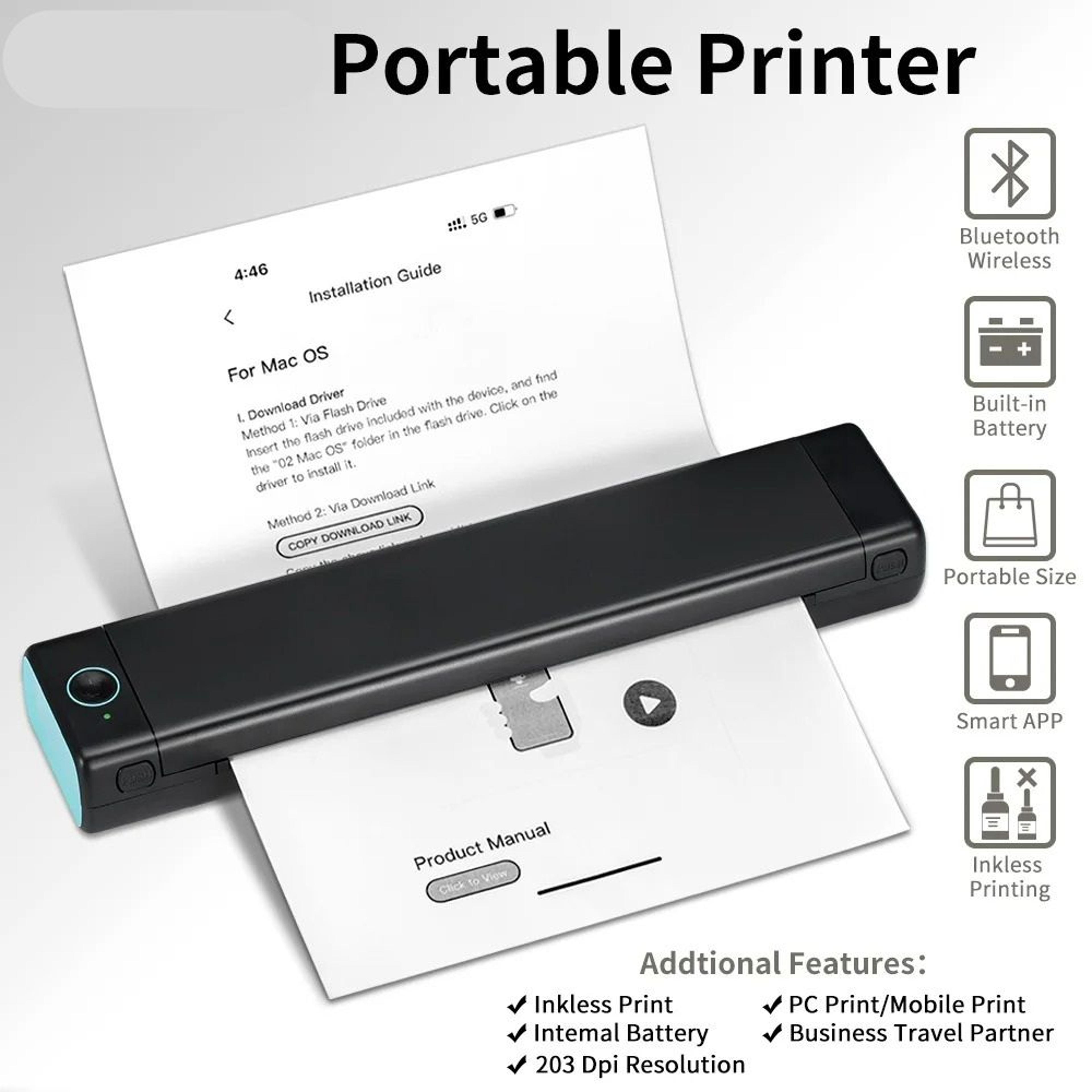 Portable Wireless Thermal A4 Document  Travel Printer 4