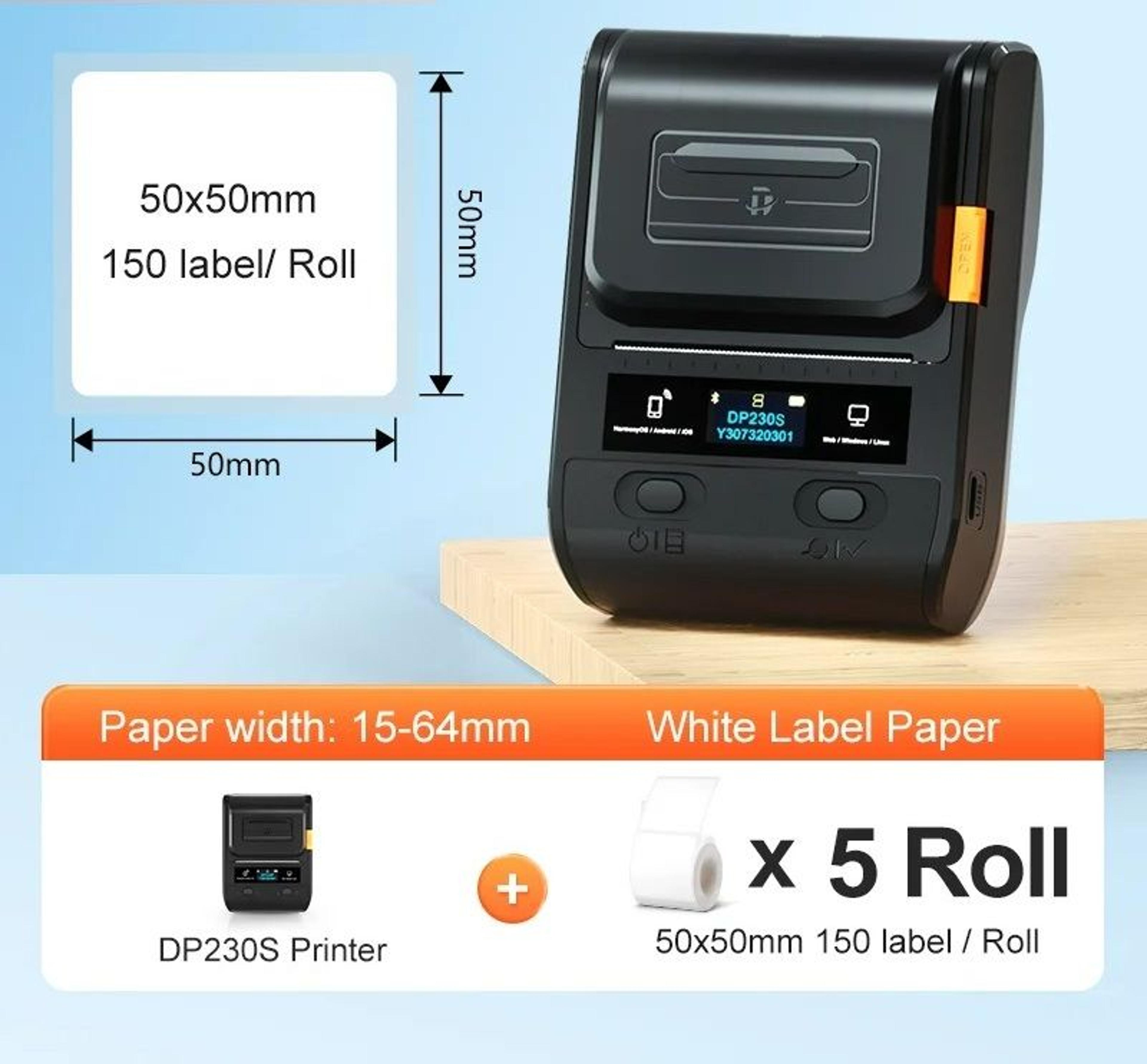 Wireless Thermal Label Printer Kit 1564mm  059252 In  5 Rolls Included 13