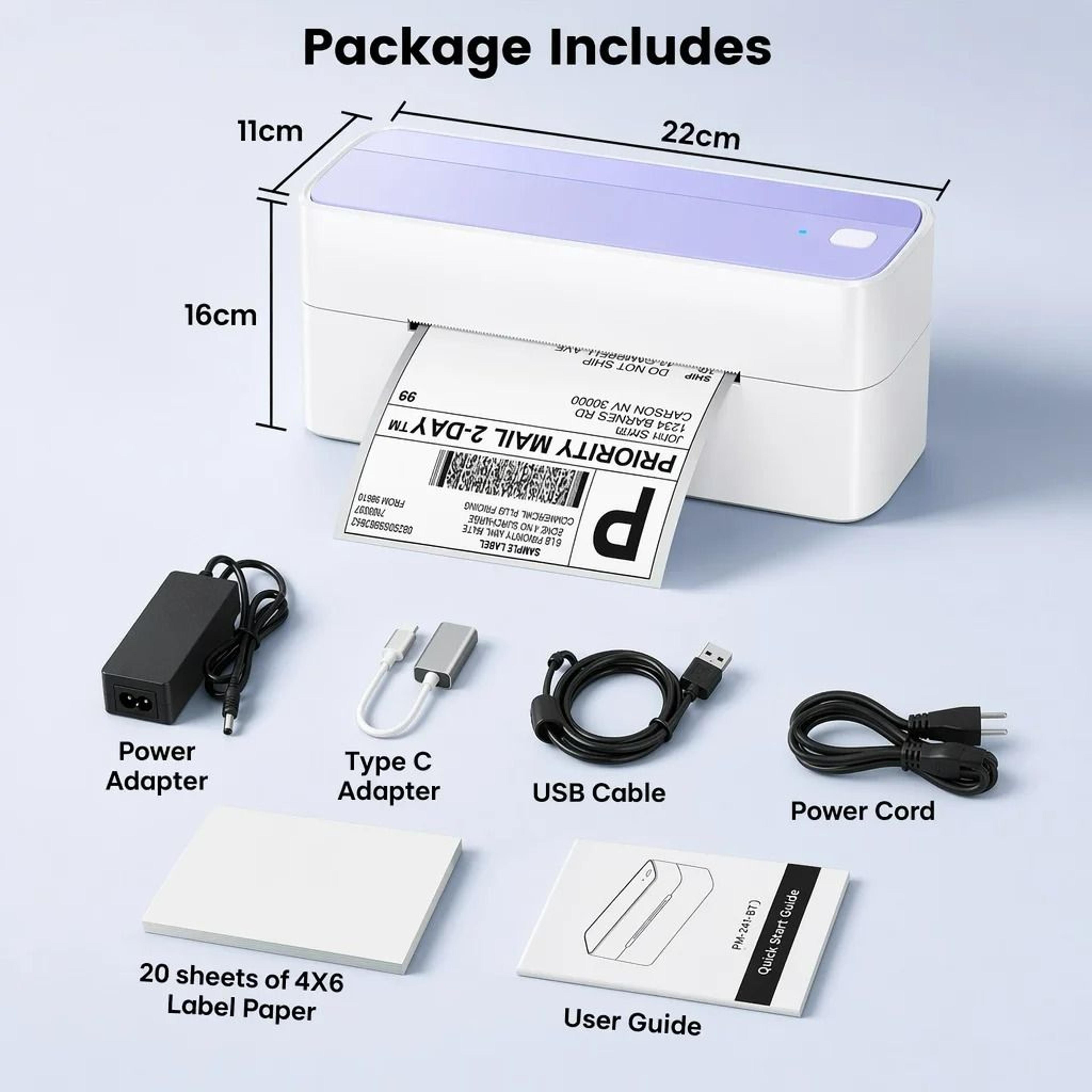 Wireless Bluetooth Thermal Shipping Label Printer 4x6 9