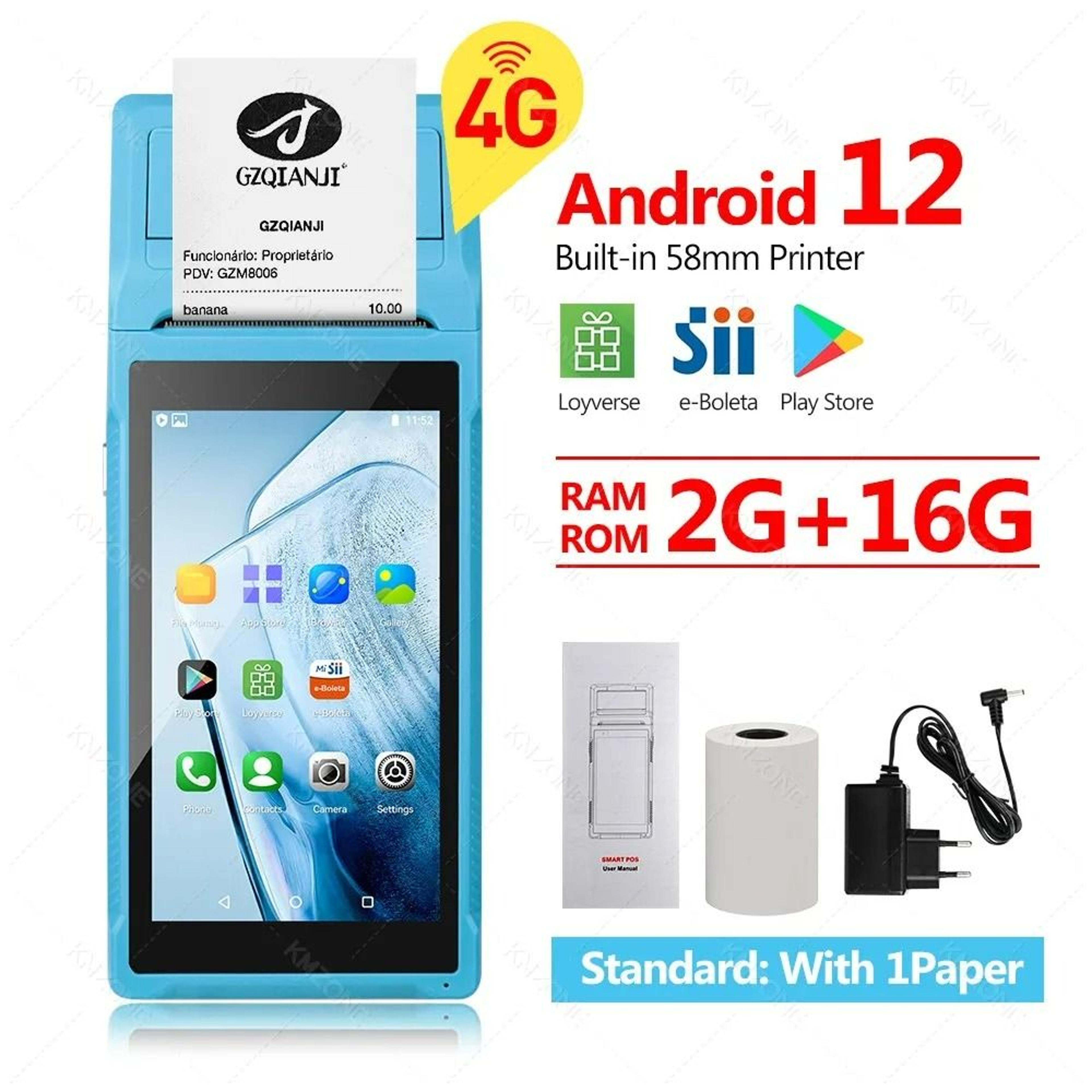 Handheld Smart POS Android Terminal With Thermal Printer 9