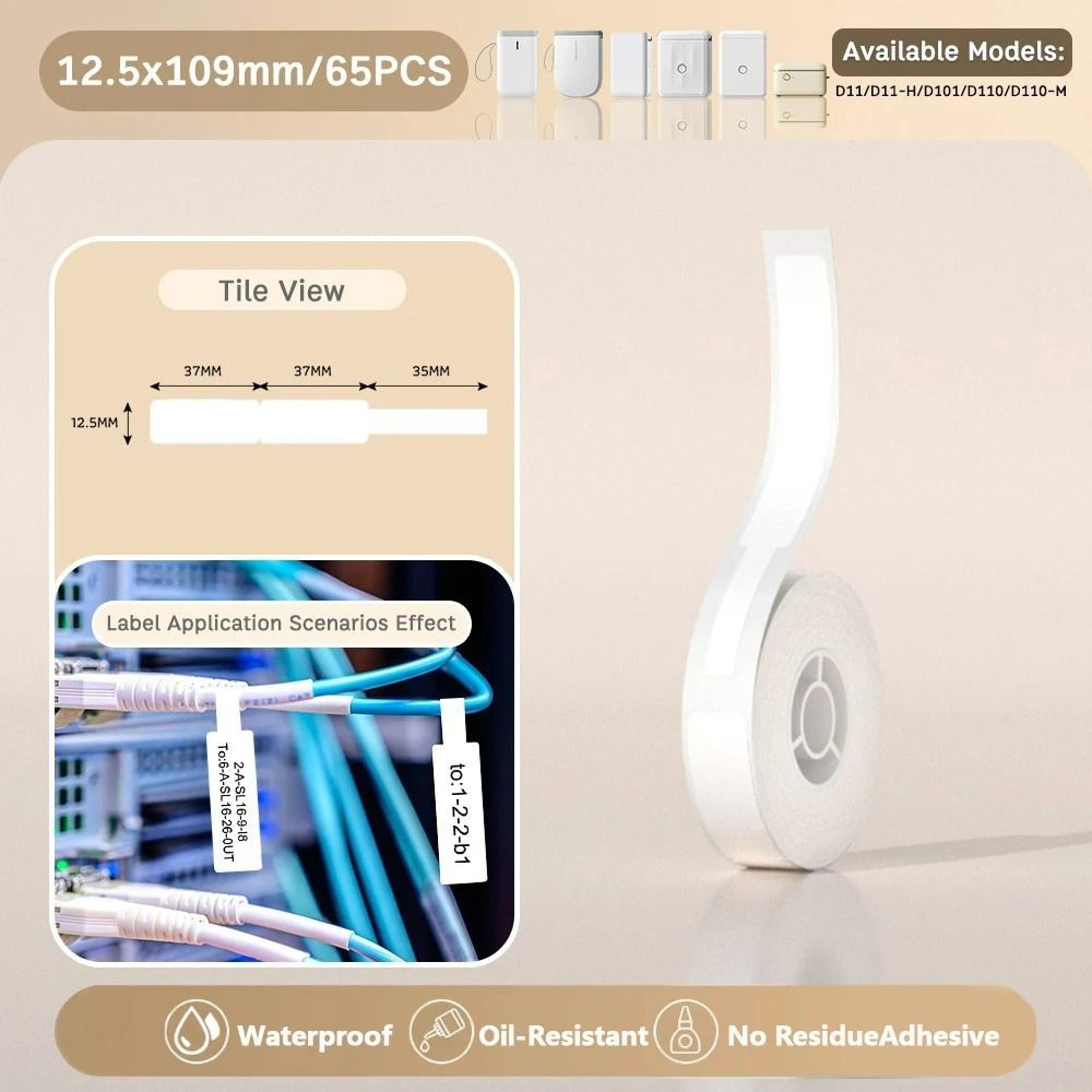 Waterproof Cable Label Sticker Rolls For Mini Printer 7