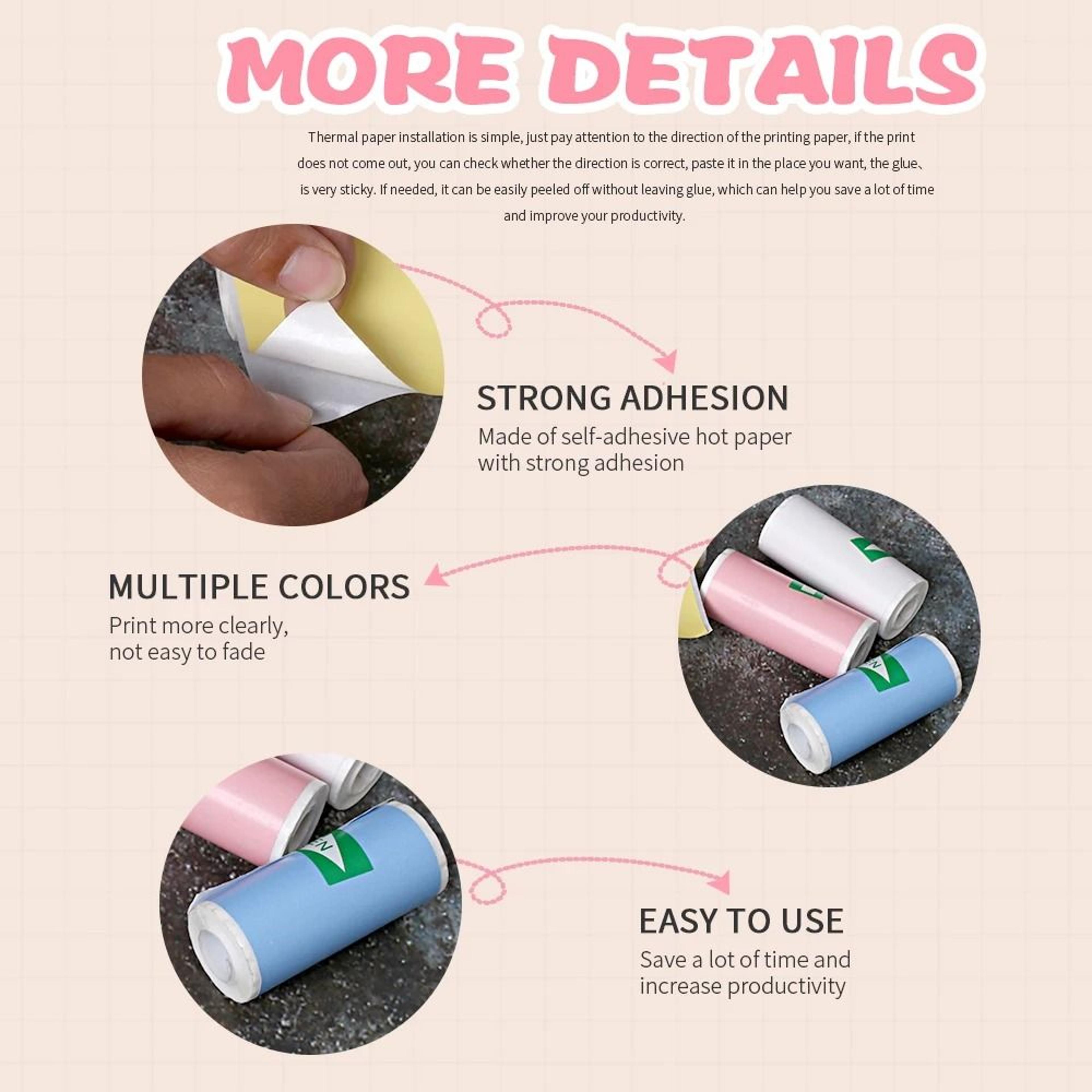 Color SelfAdhesive Thermal Paper Rolls For Mini Printer 3