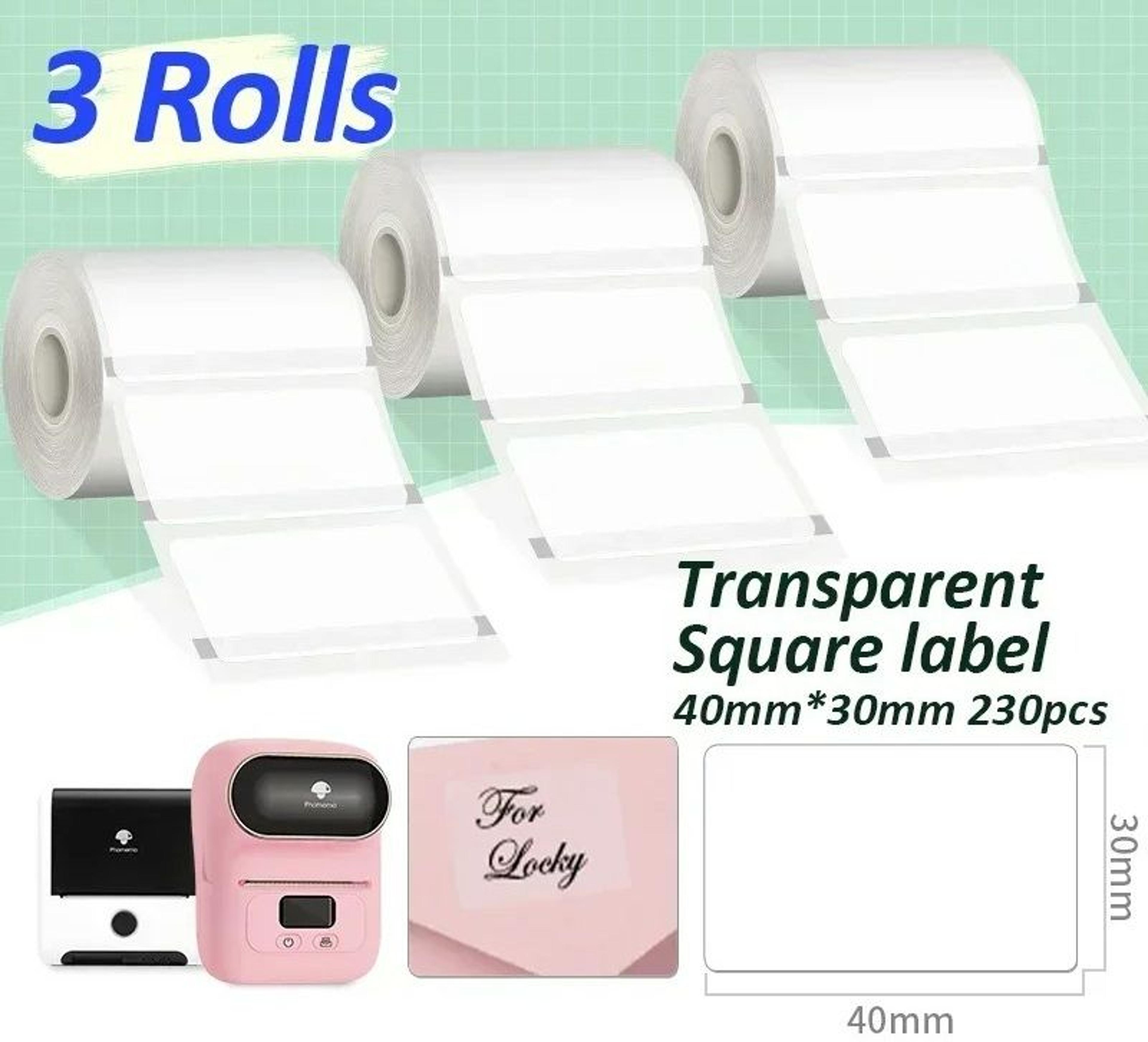 Transparent SelfAdhesive Thermal Label Paper Rolls 3 Pack 15