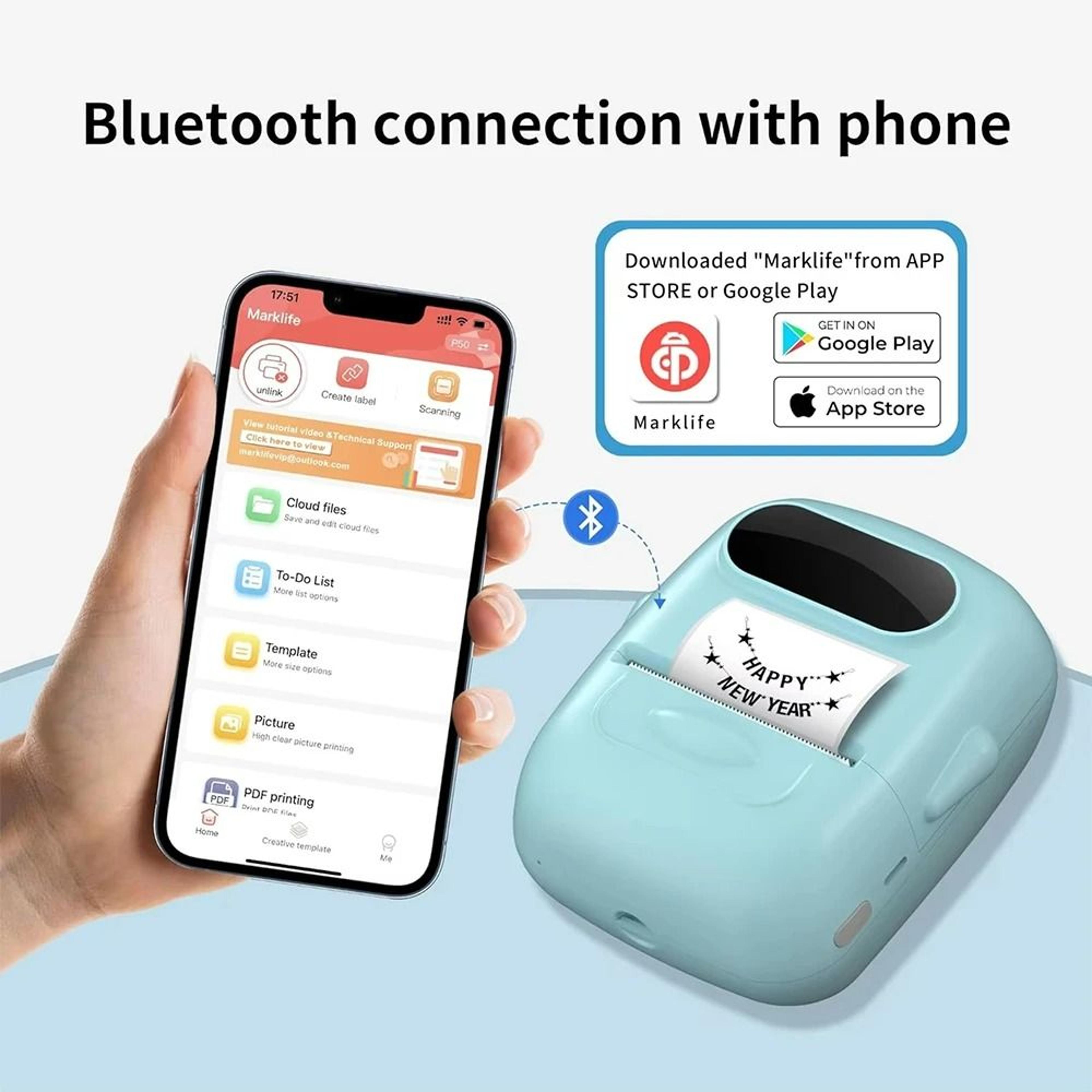 Portable Wireless Thermal Label Printer 047 To 197 In Width 1