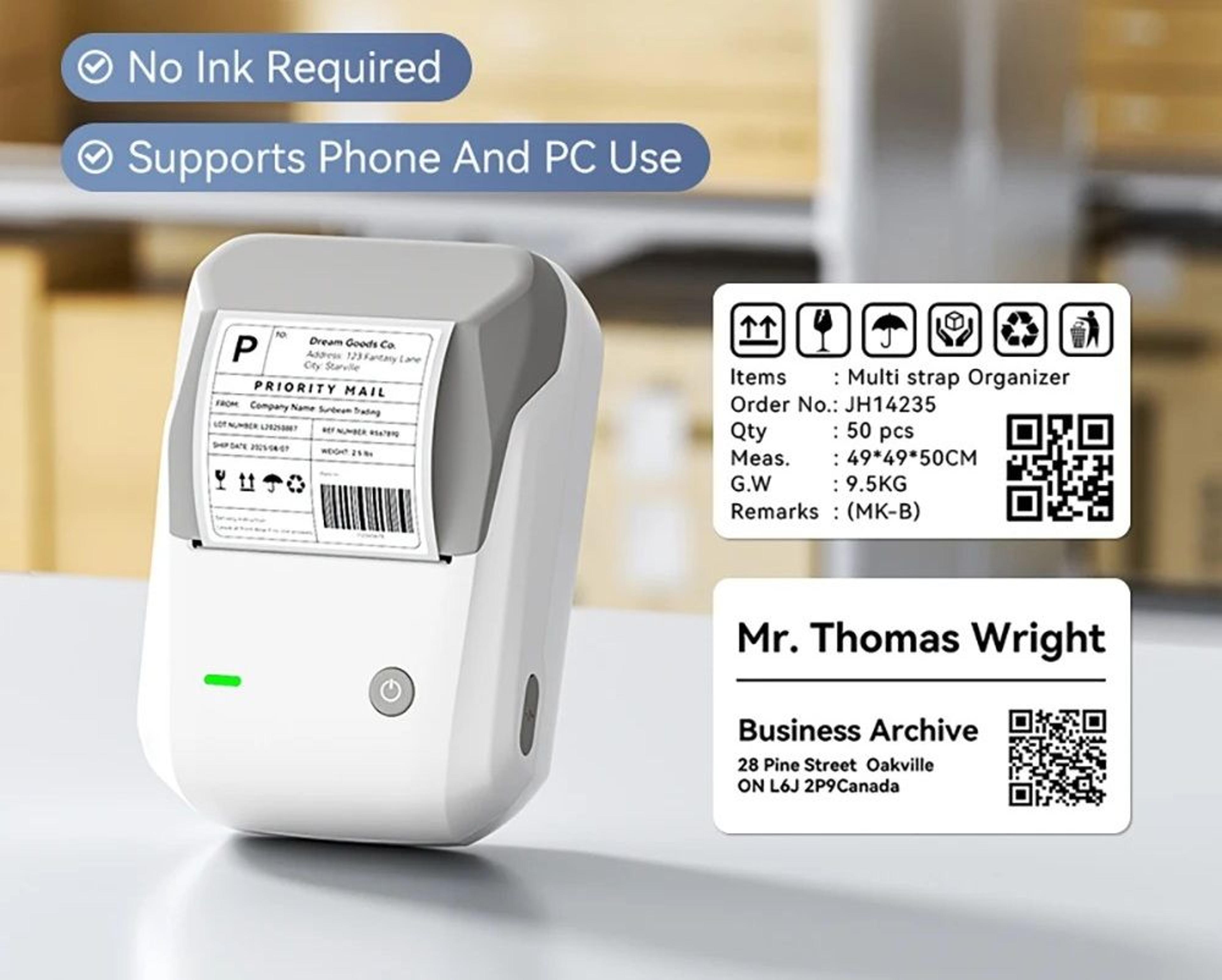 elite portable wireless bluetooth thermal label printer