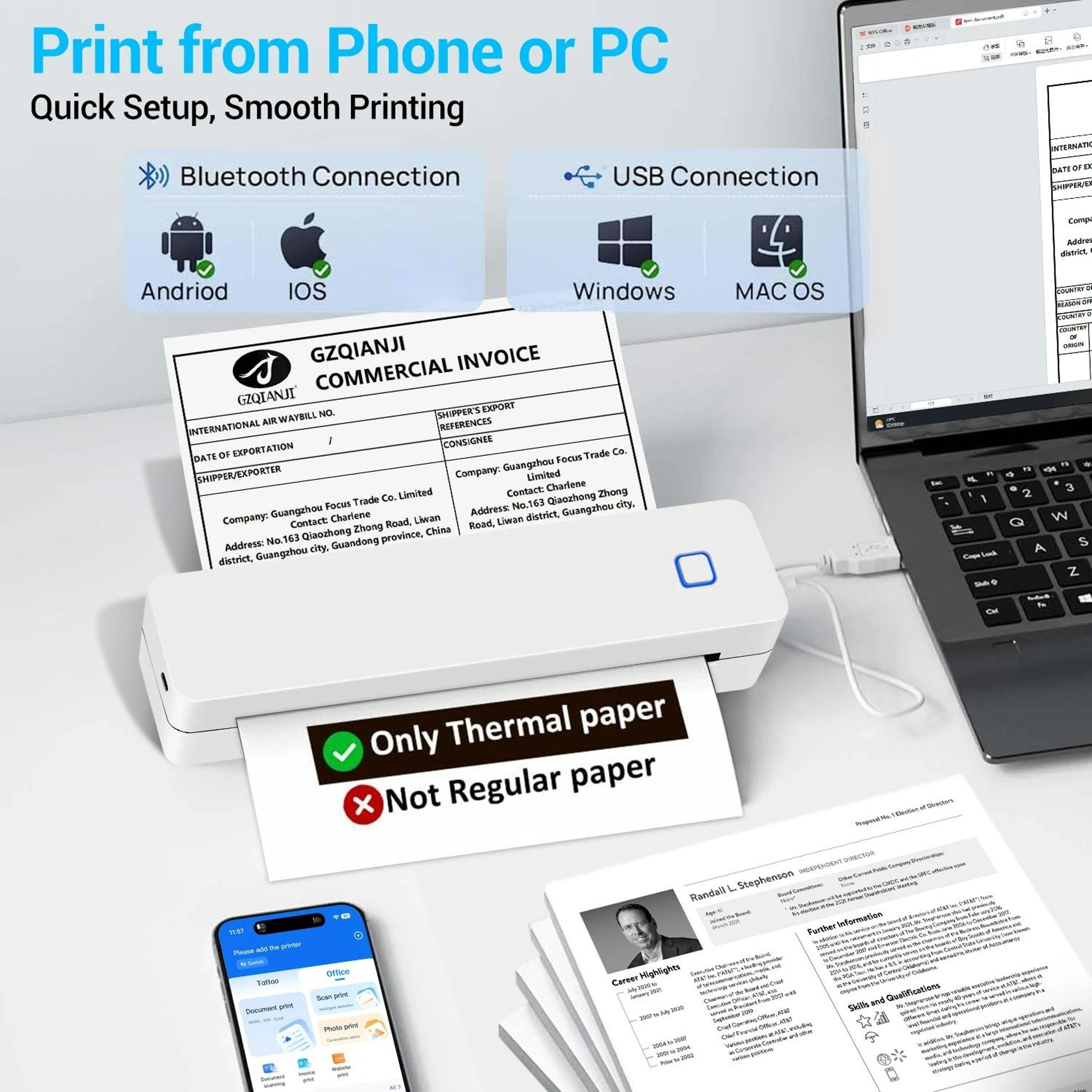 Portable Thermal A4 Document Printer 1