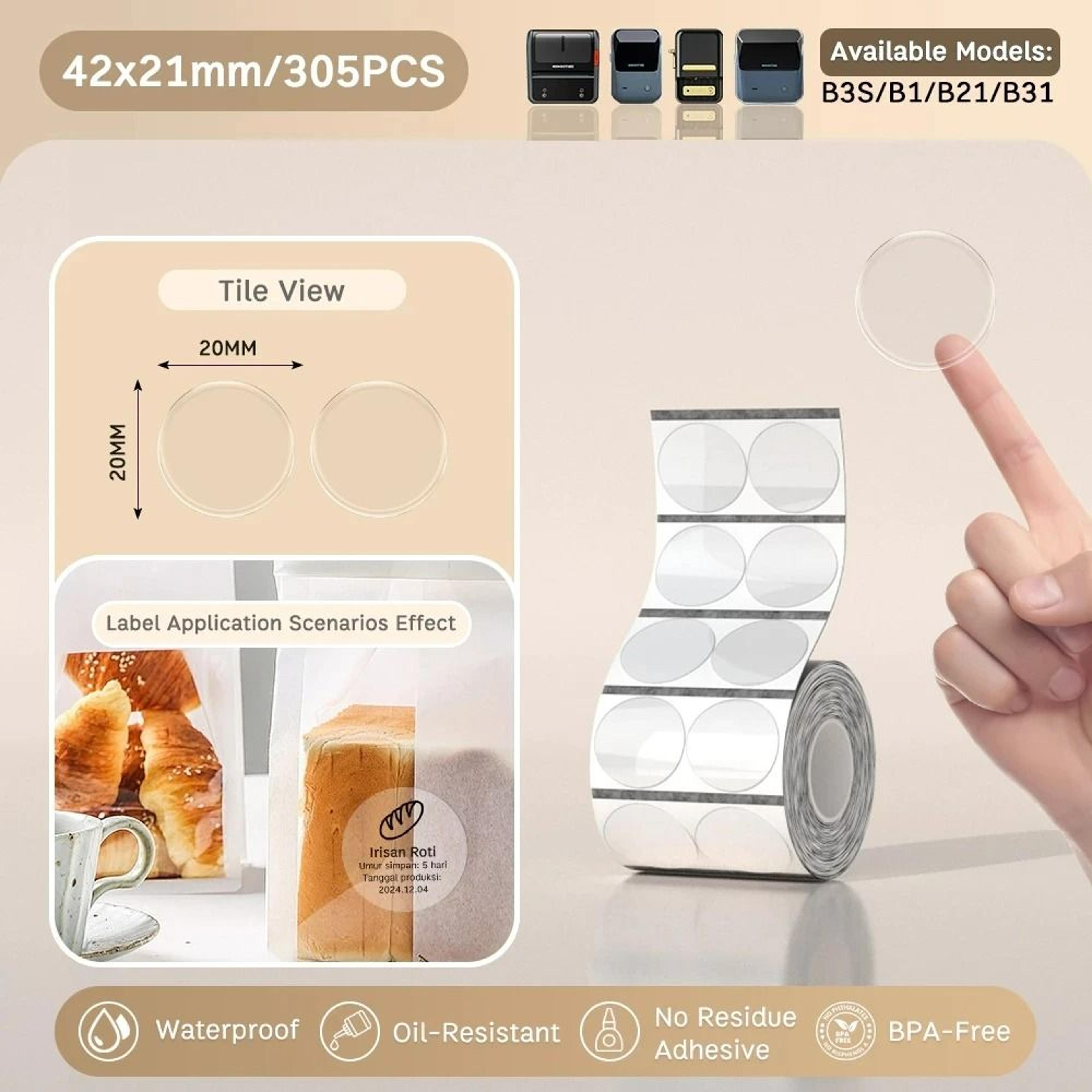Elite Transparent Thermal Label Sticker Rolls 14