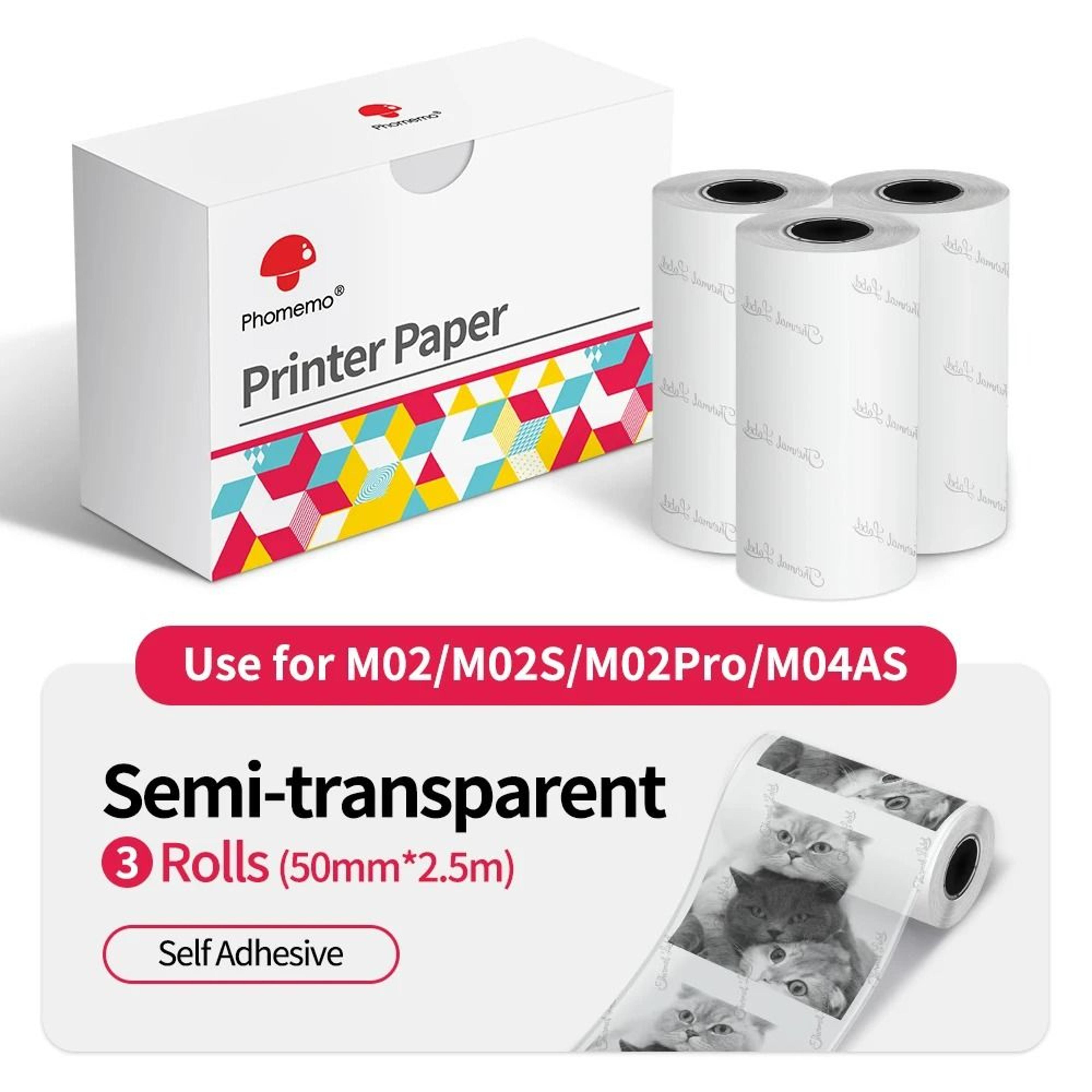Phomemo Compatible Thermal Paper  Sticker Rolls 3Pack 10