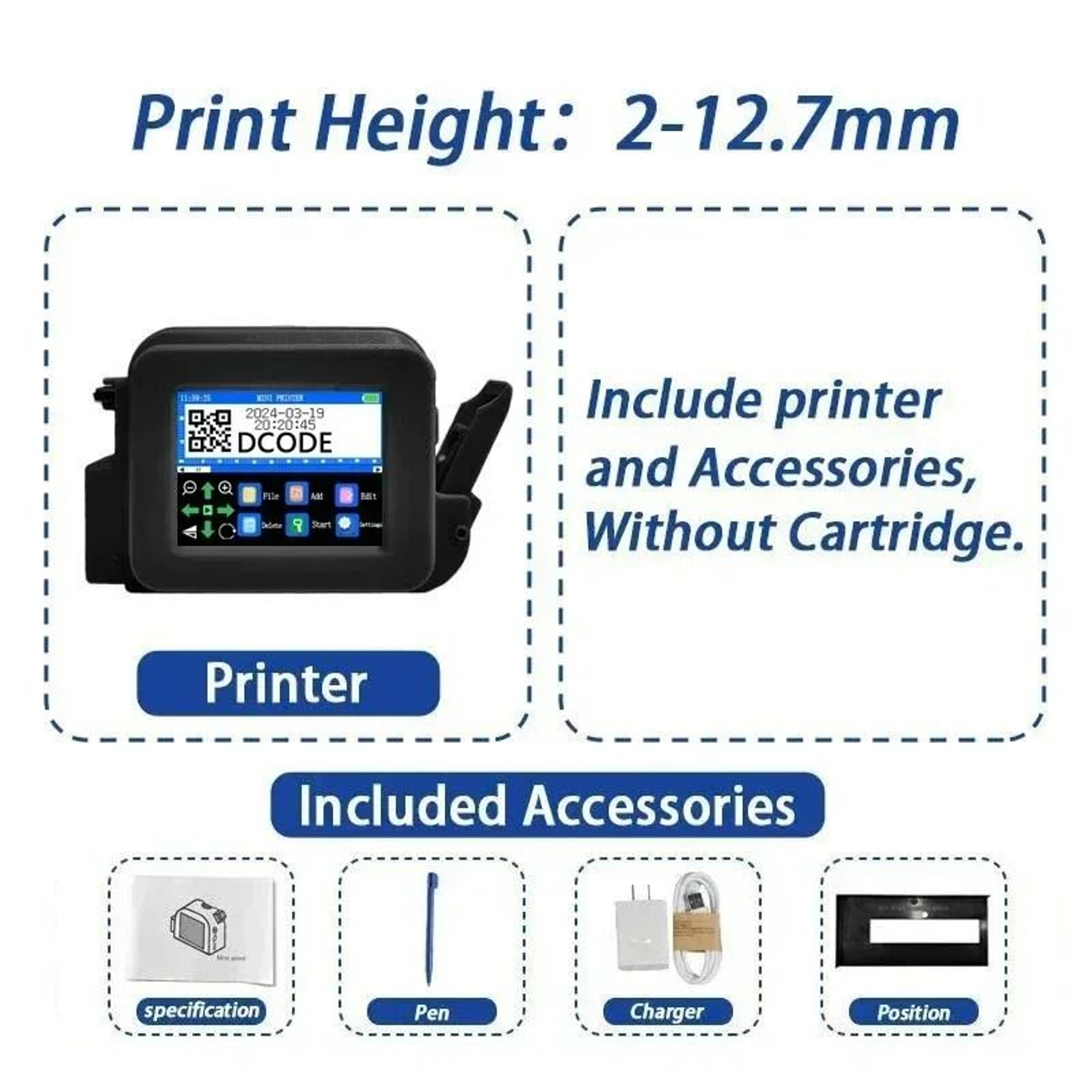 127mm Portable Handheld Inkjet Printer For Text QR  Barcodes 6