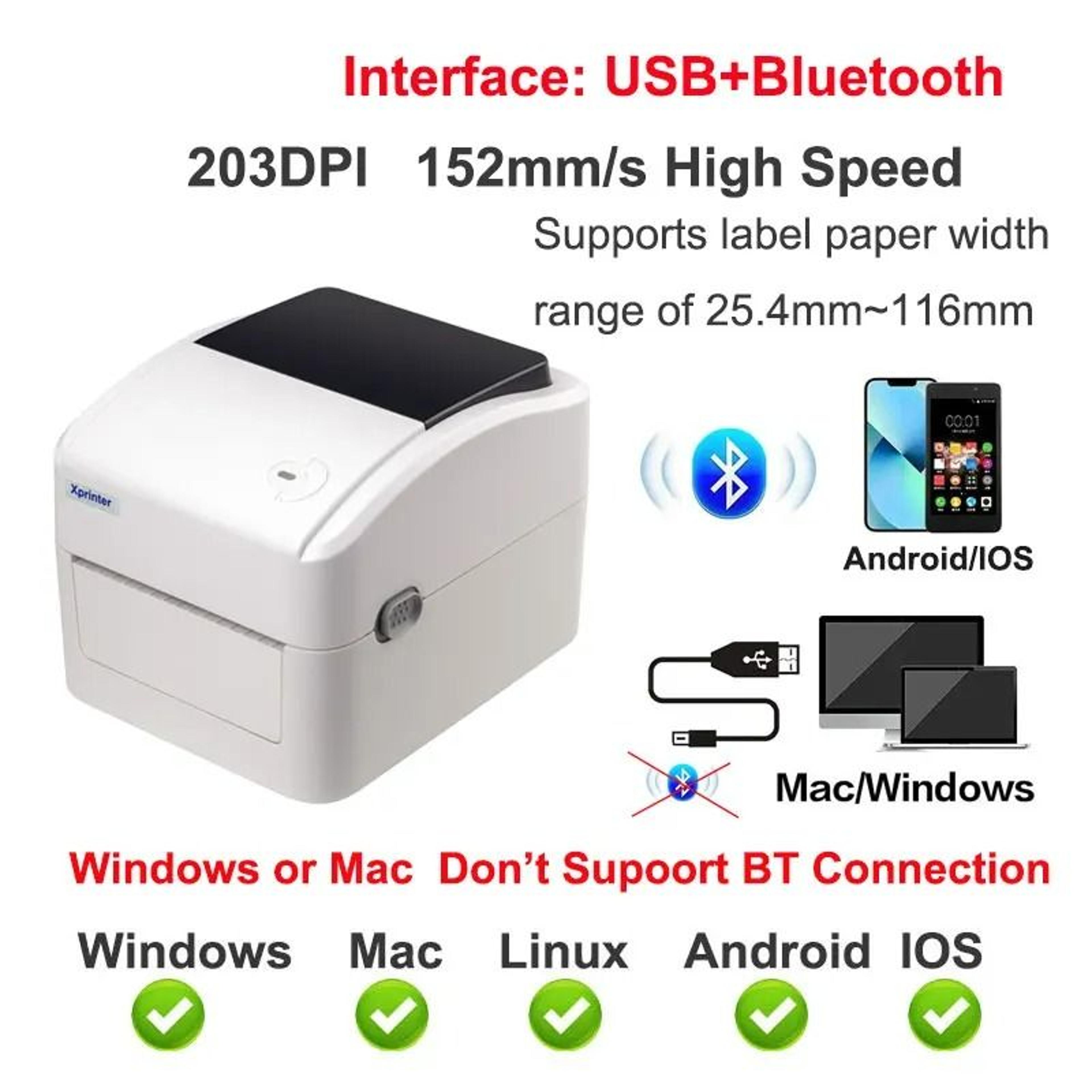 4Inch Thermal Shipping Label Printer USB WiFi Ethernet  Bluetooth 9