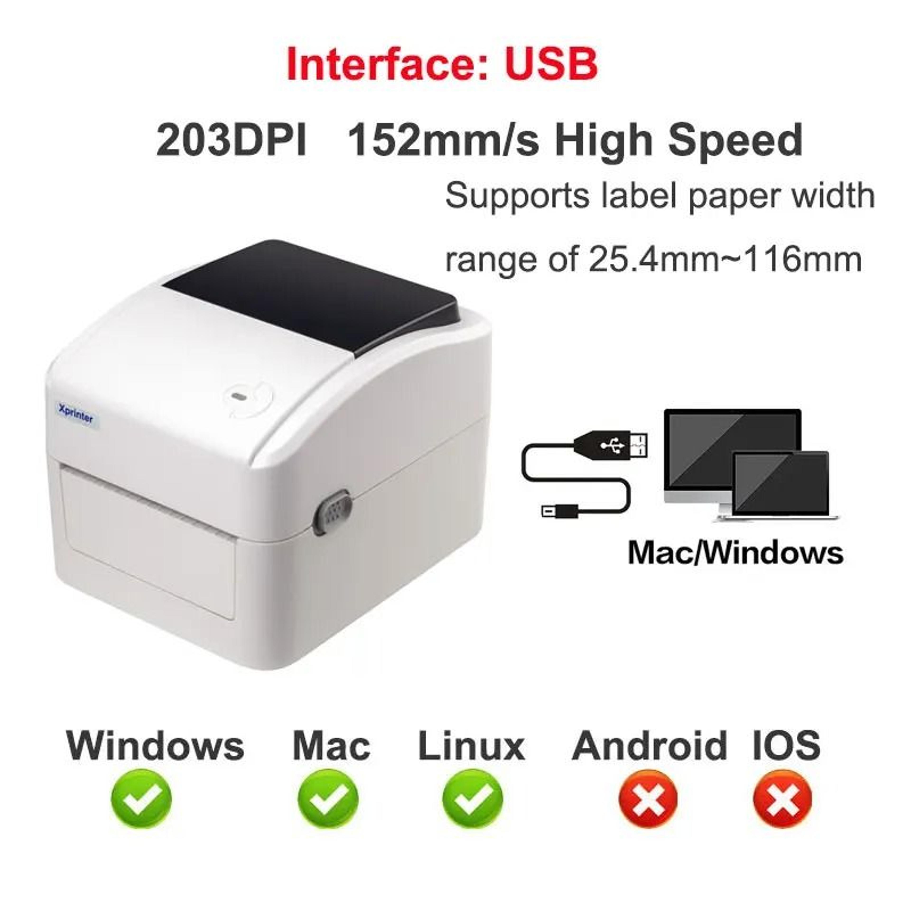 4Inch Thermal Shipping Label Printer USB WiFi Ethernet  Bluetooth 6