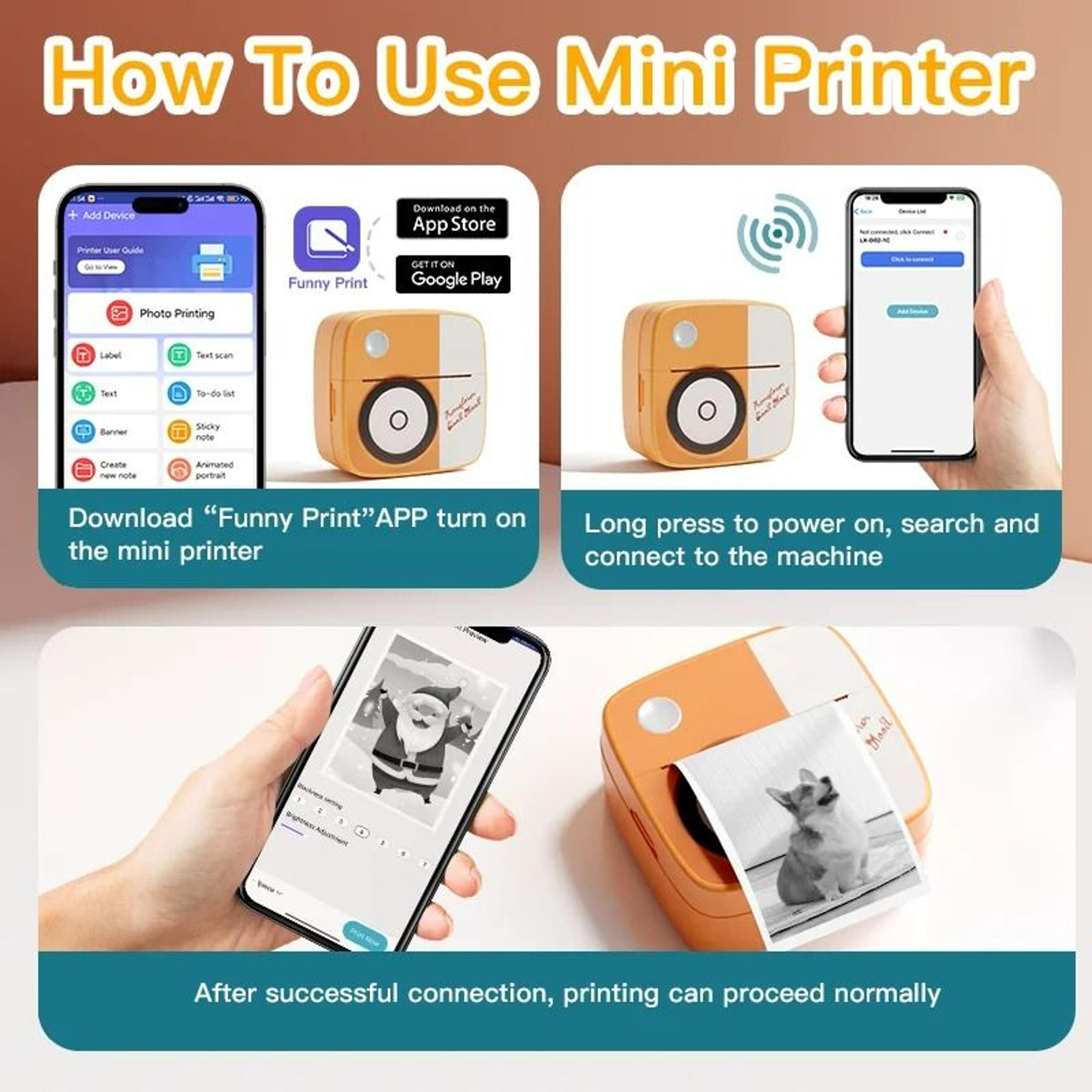 Mini Thermal Photo  Sticker Printer For Notes Labels  DIY Crafts 4
