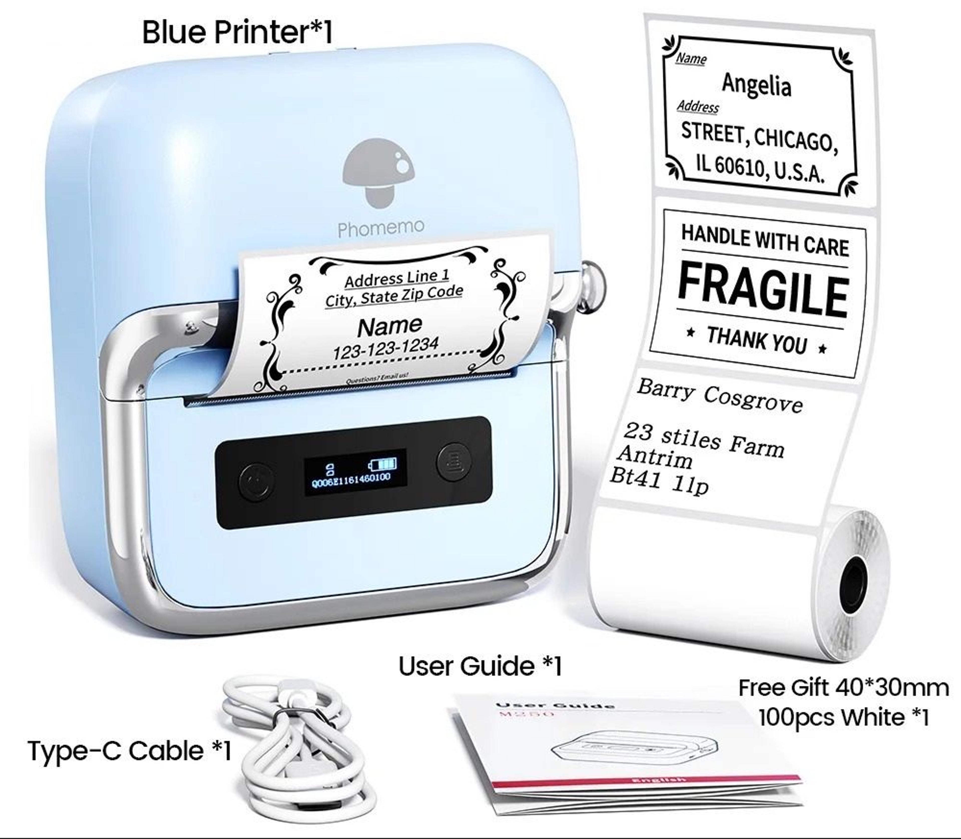 Wireless 75mm Portable Thermal Label  Barcode Maker 8