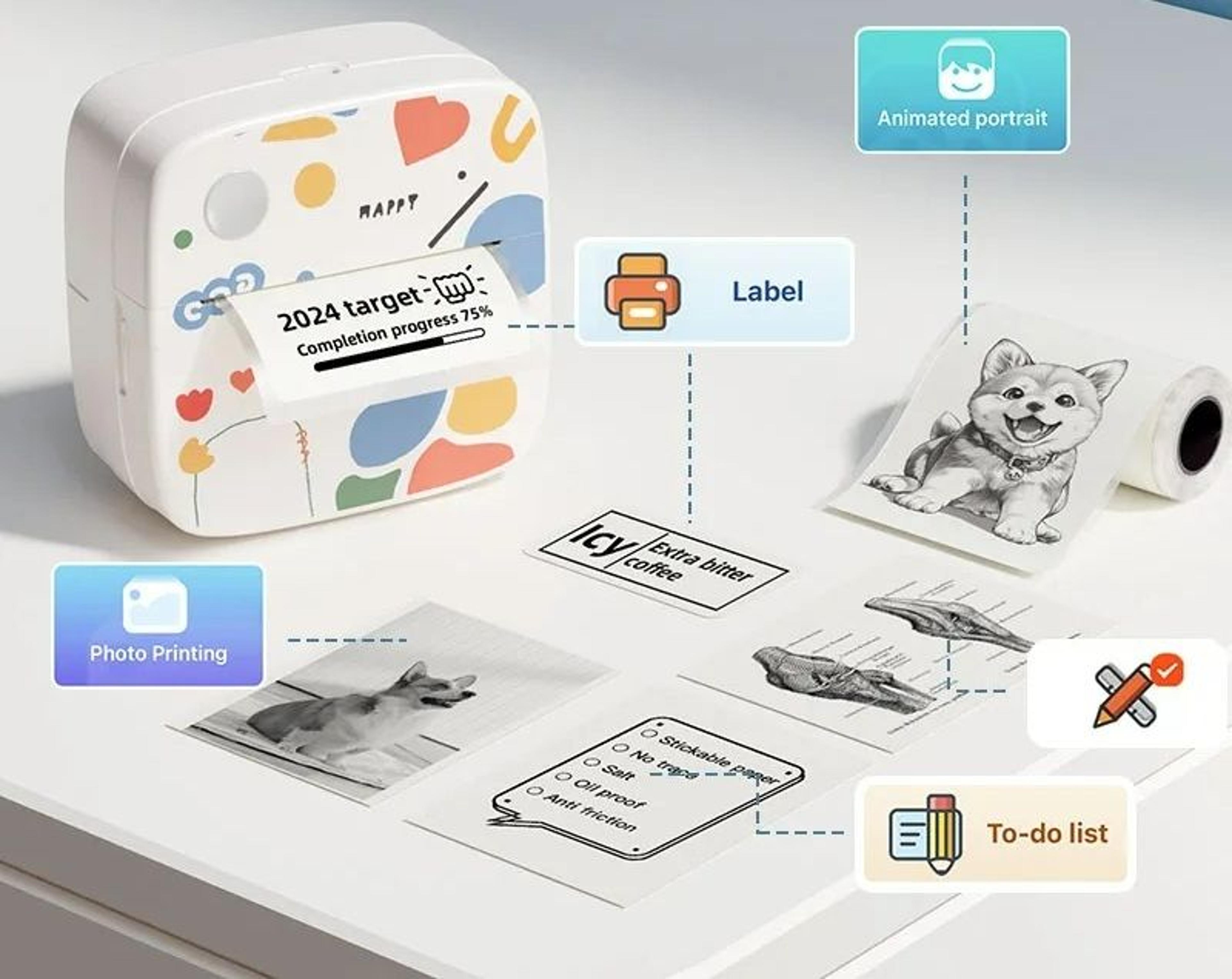 wireless doodle & thermal sticker printer for diy photos & labels