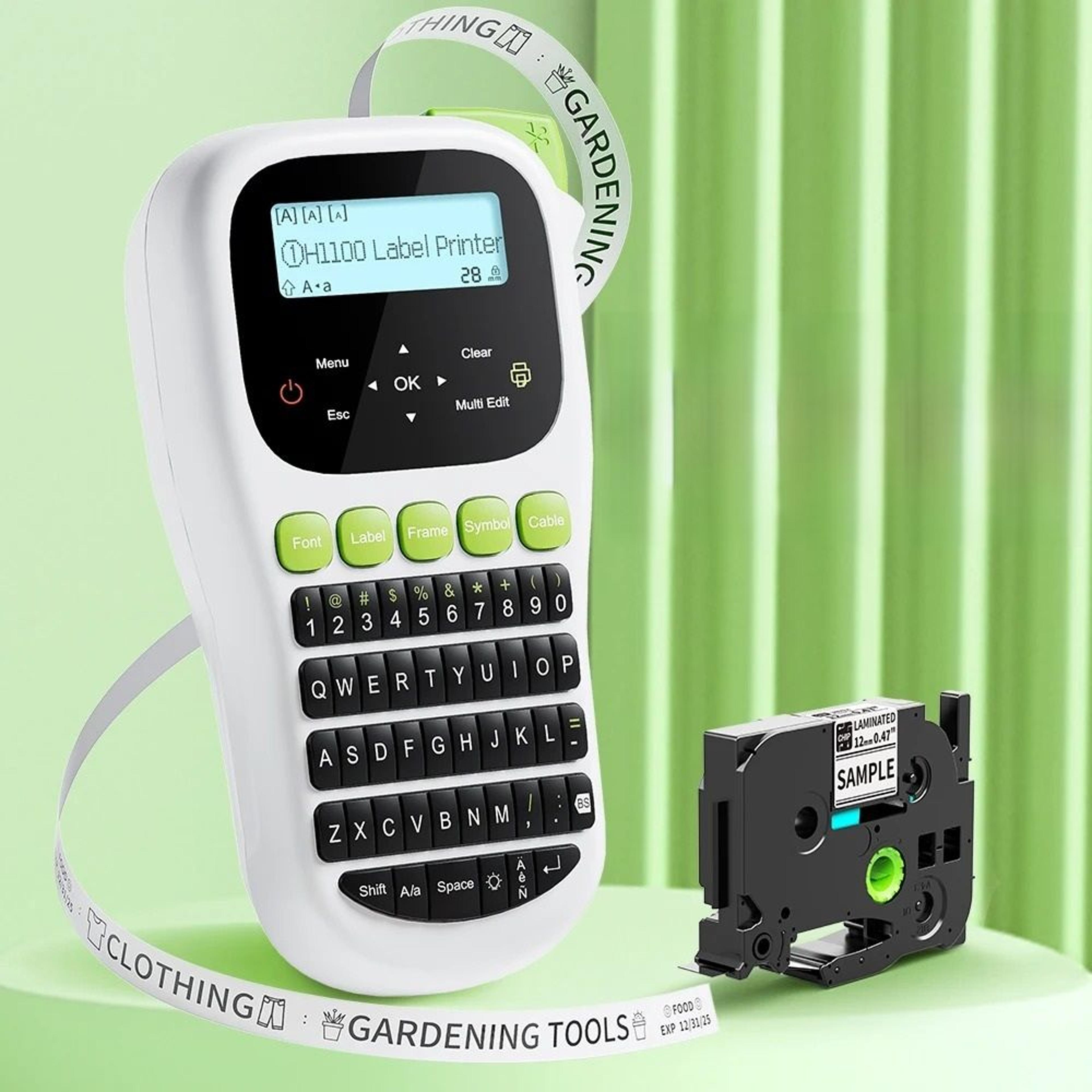 handheld portable thermal label maker with qwerty keyboard & backlit screen