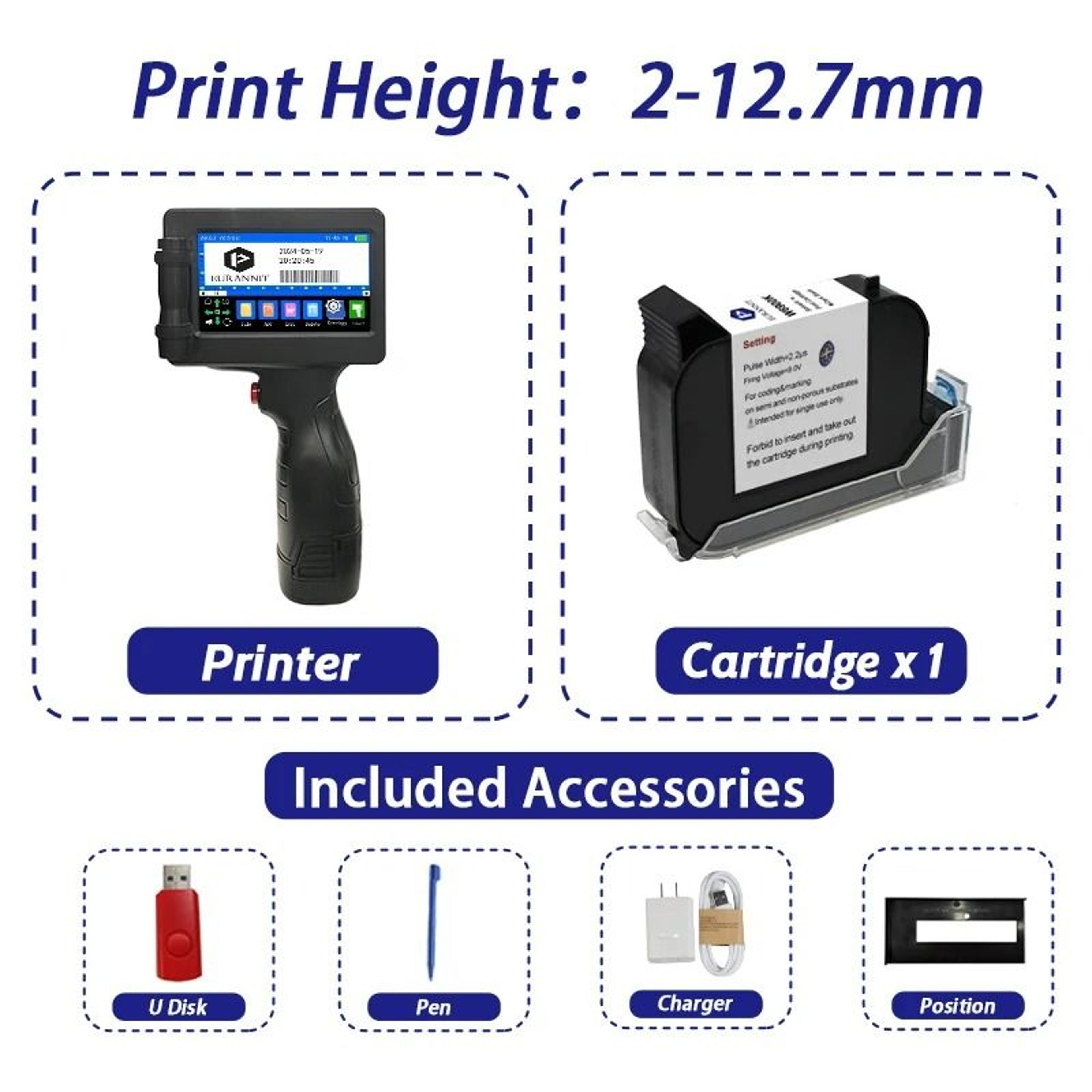 127 Mm Portable Handheld Inkjet Printer Coder 7