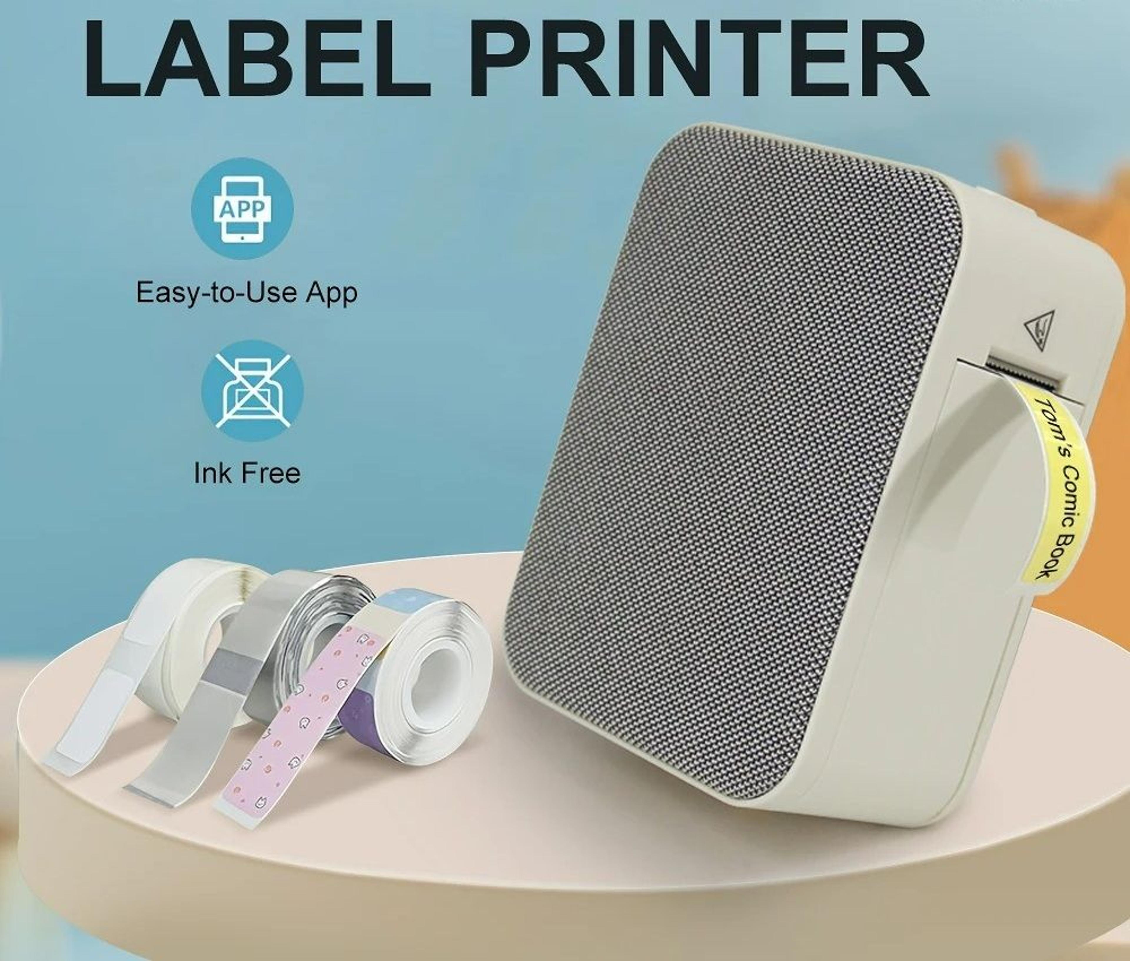 elite wireless portable thermal label maker with self-adhesive label roll