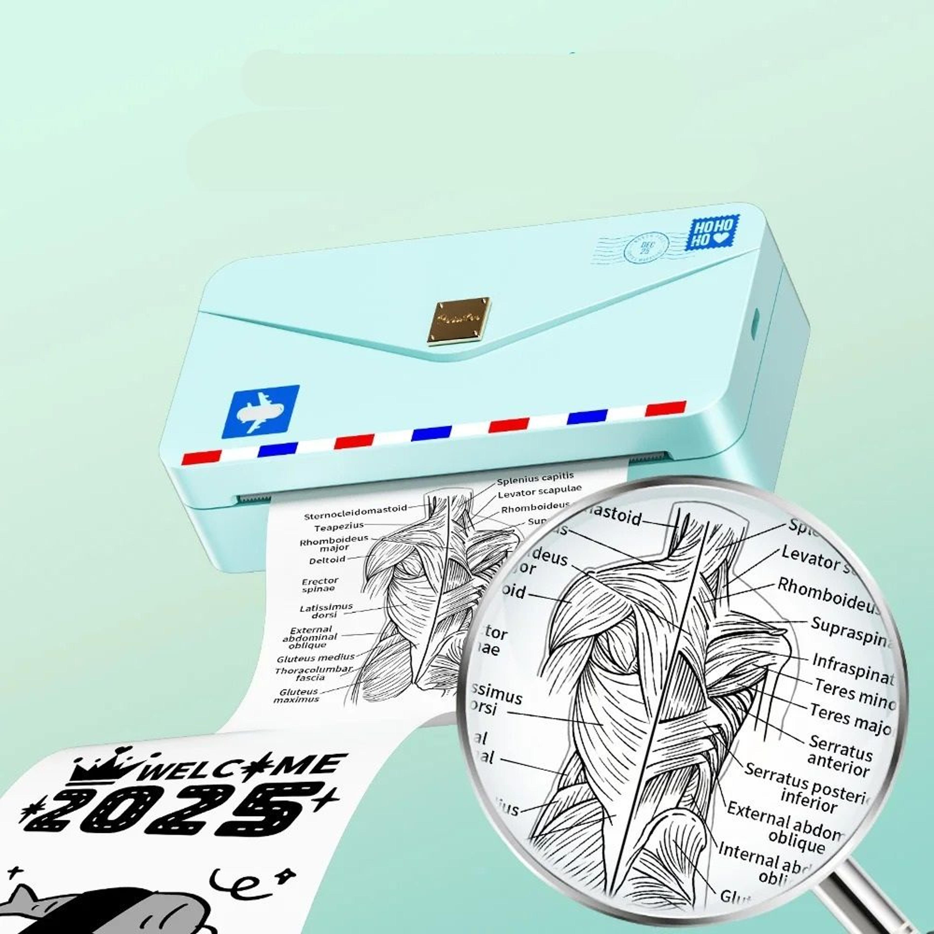 300 dpi hd portable wireless thermal photo & wide label printer