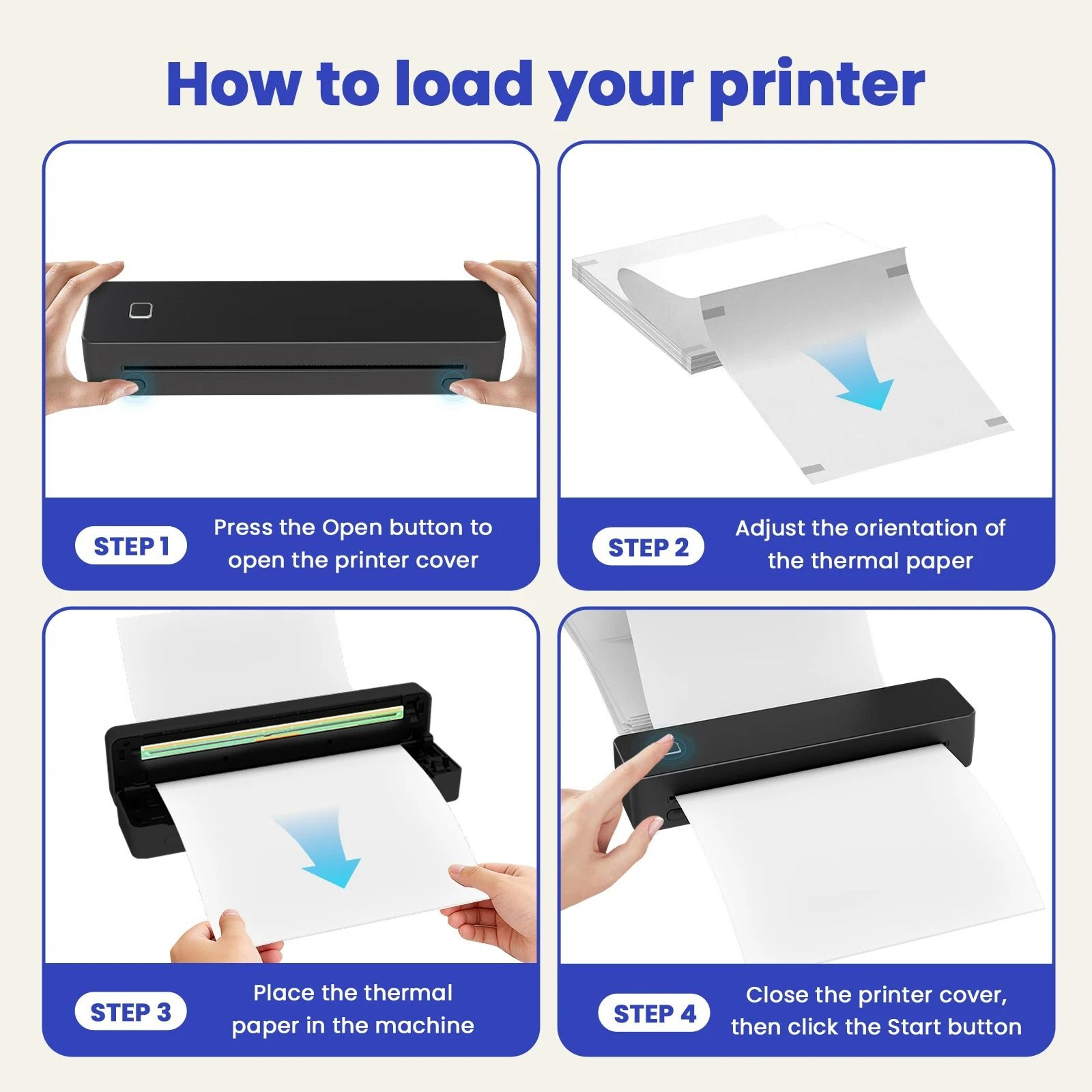 Portable A4 Wireless Thermal Document Printer Set 2