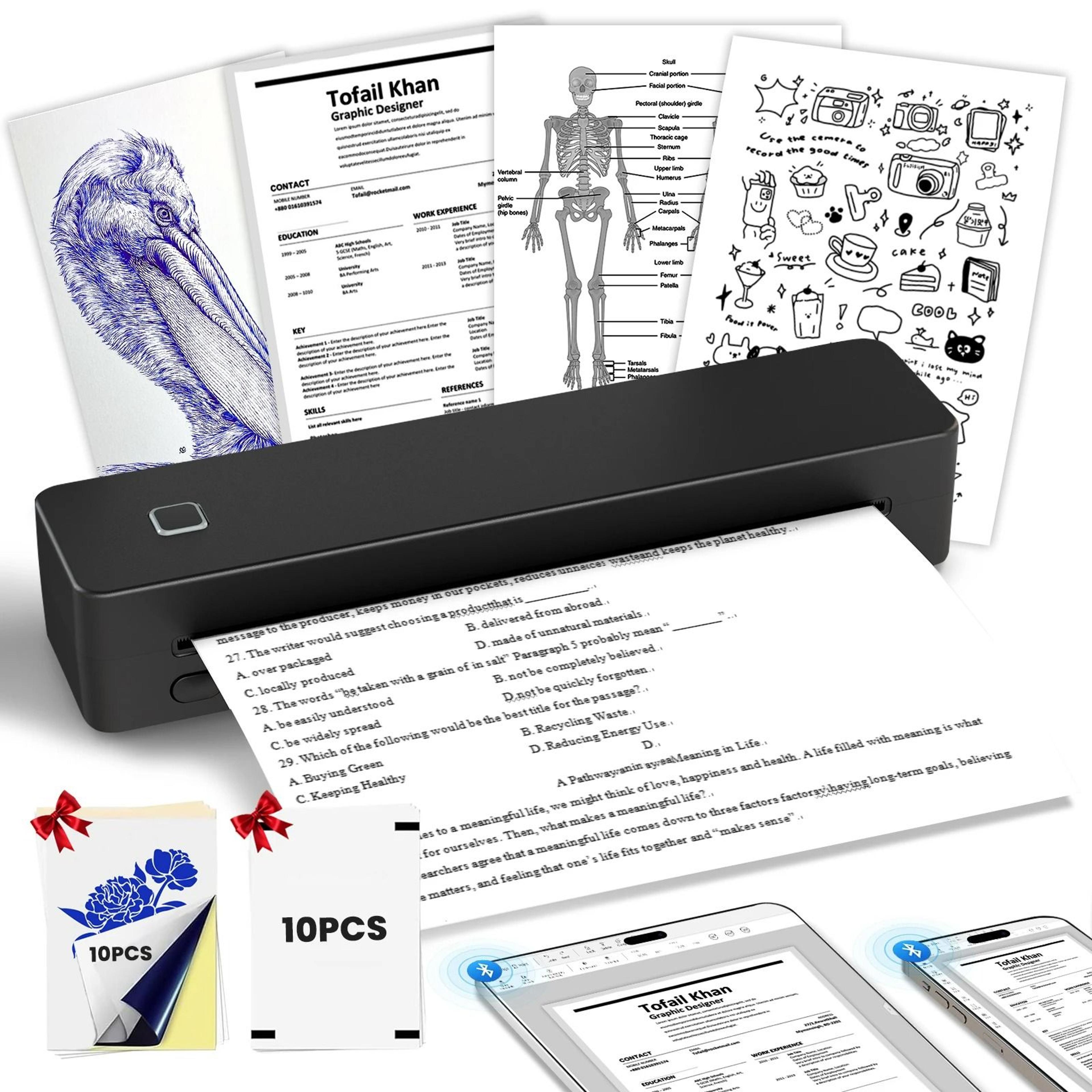 portable a4 wireless thermal document printer set
